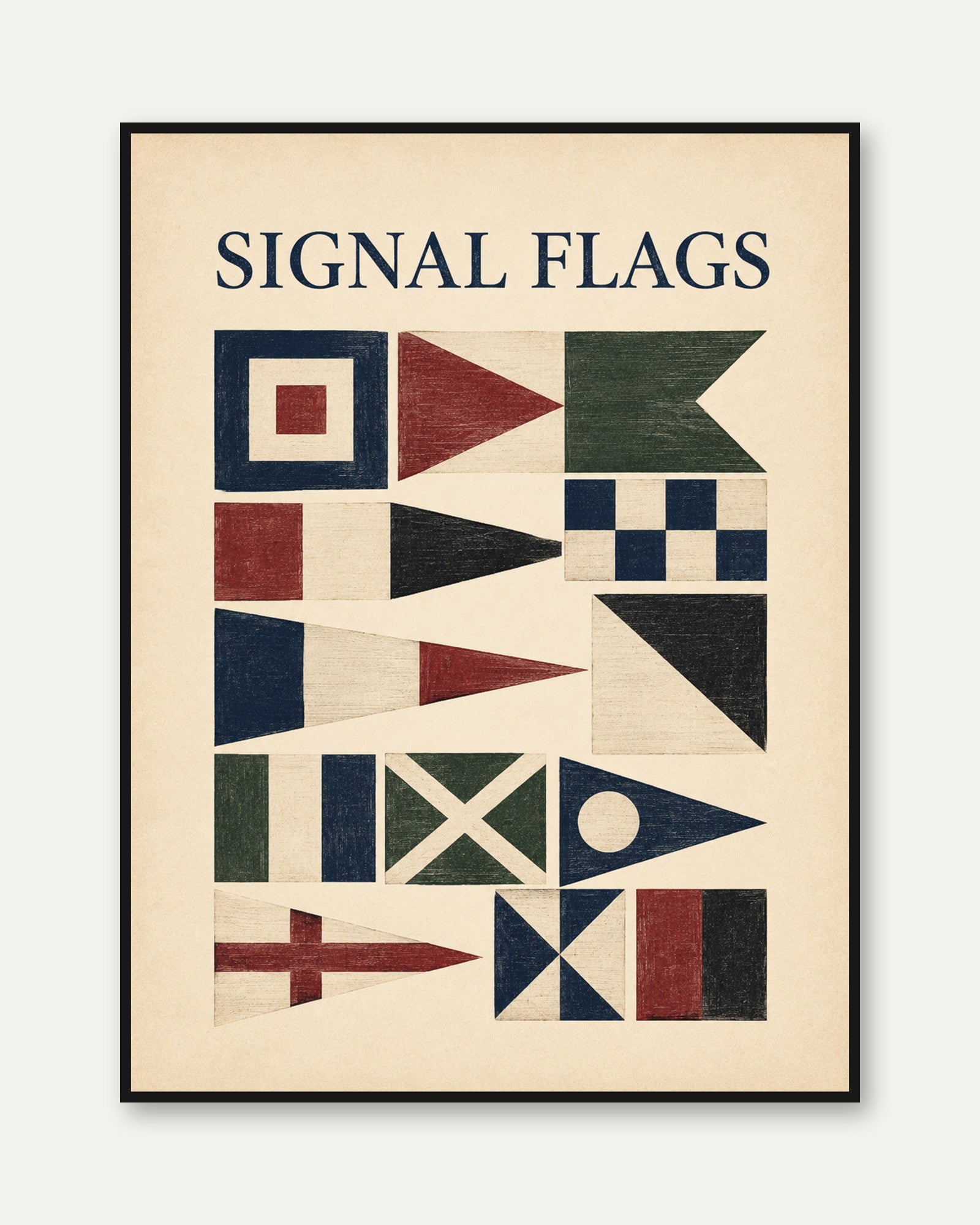 Nautical Signal Flags Print – Maritime Wall Art - framed