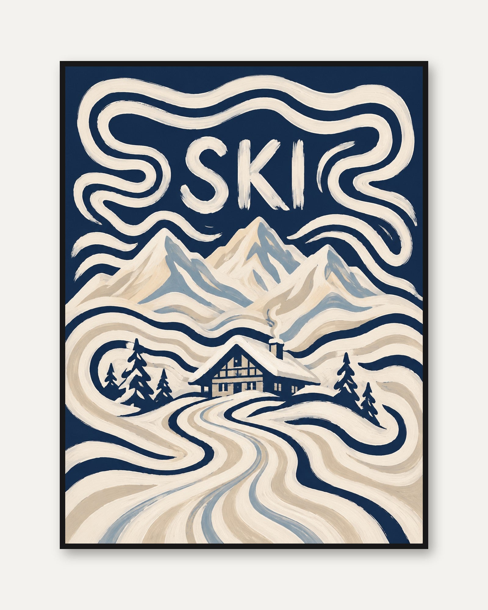 Ski Poster – Vintage Mountain Wall Art - framed
