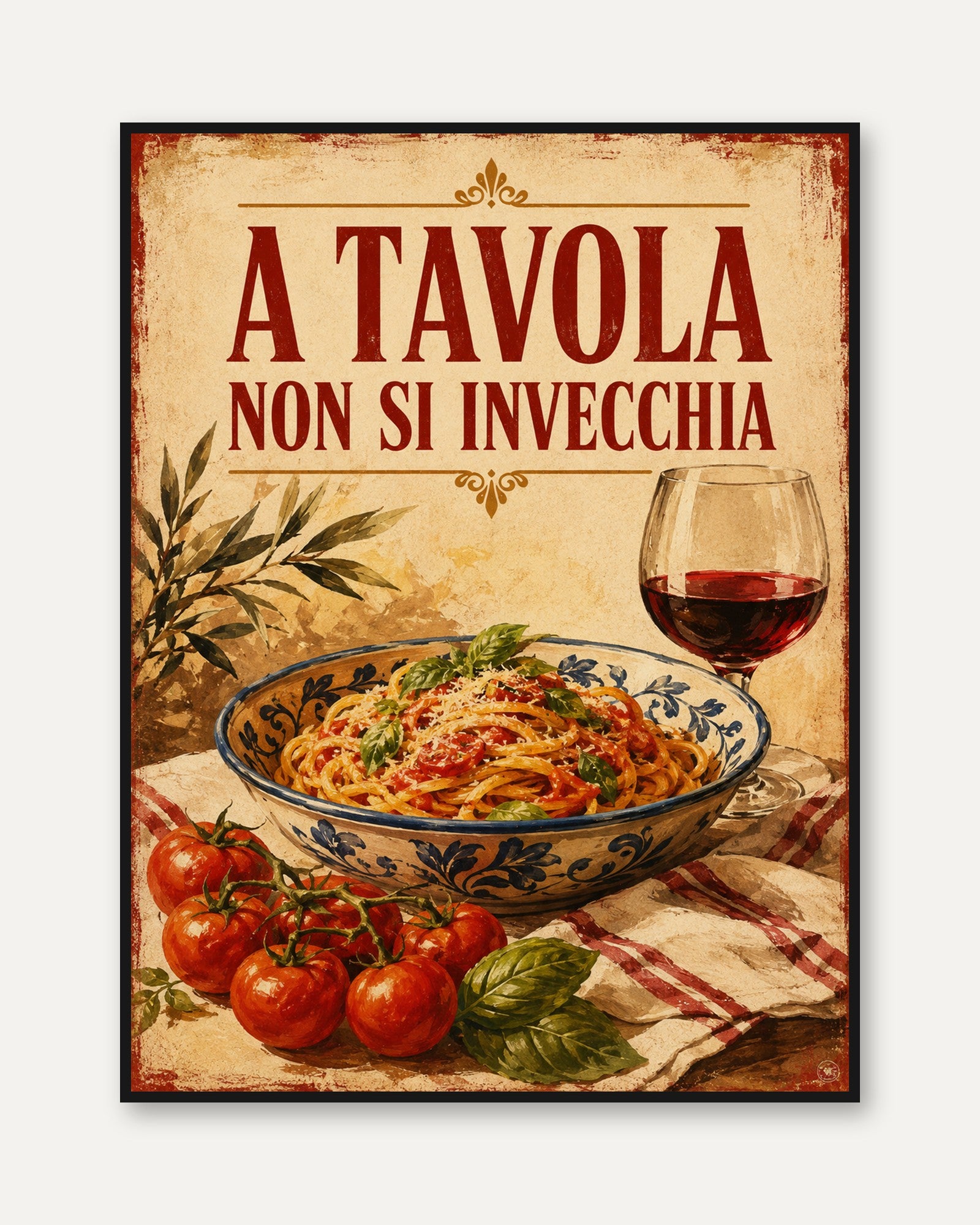 Italian Kitchen Wall Art – Pasta Print - framed
