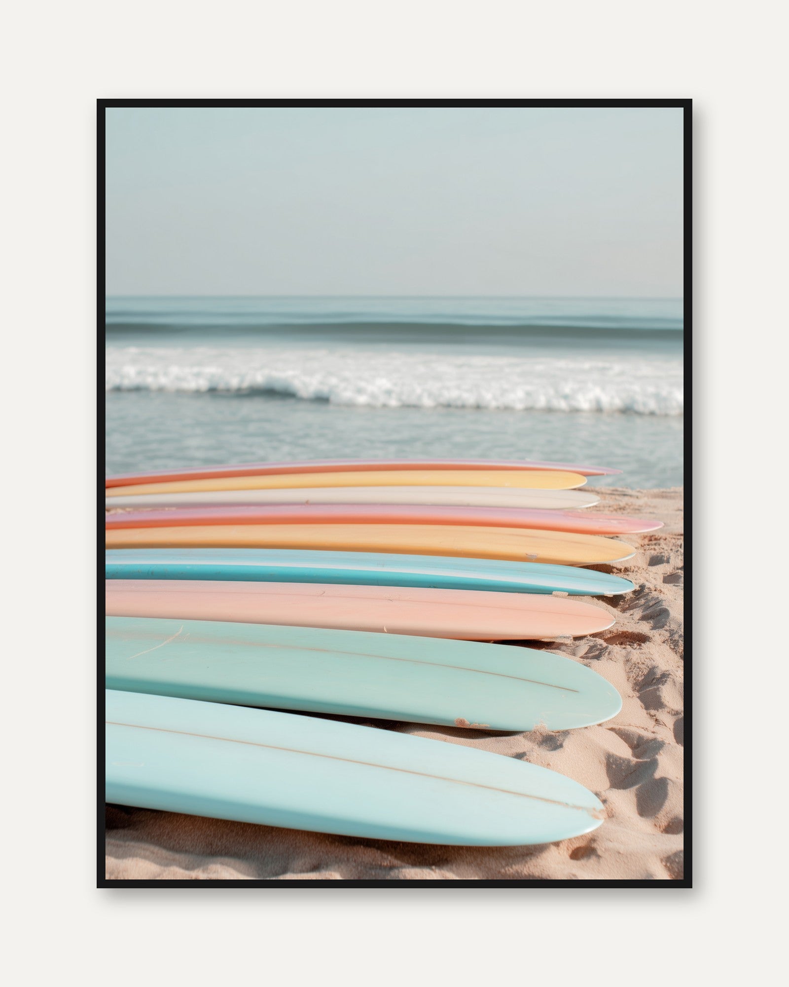 Pastel Surfboards Beach Photography Print - framed