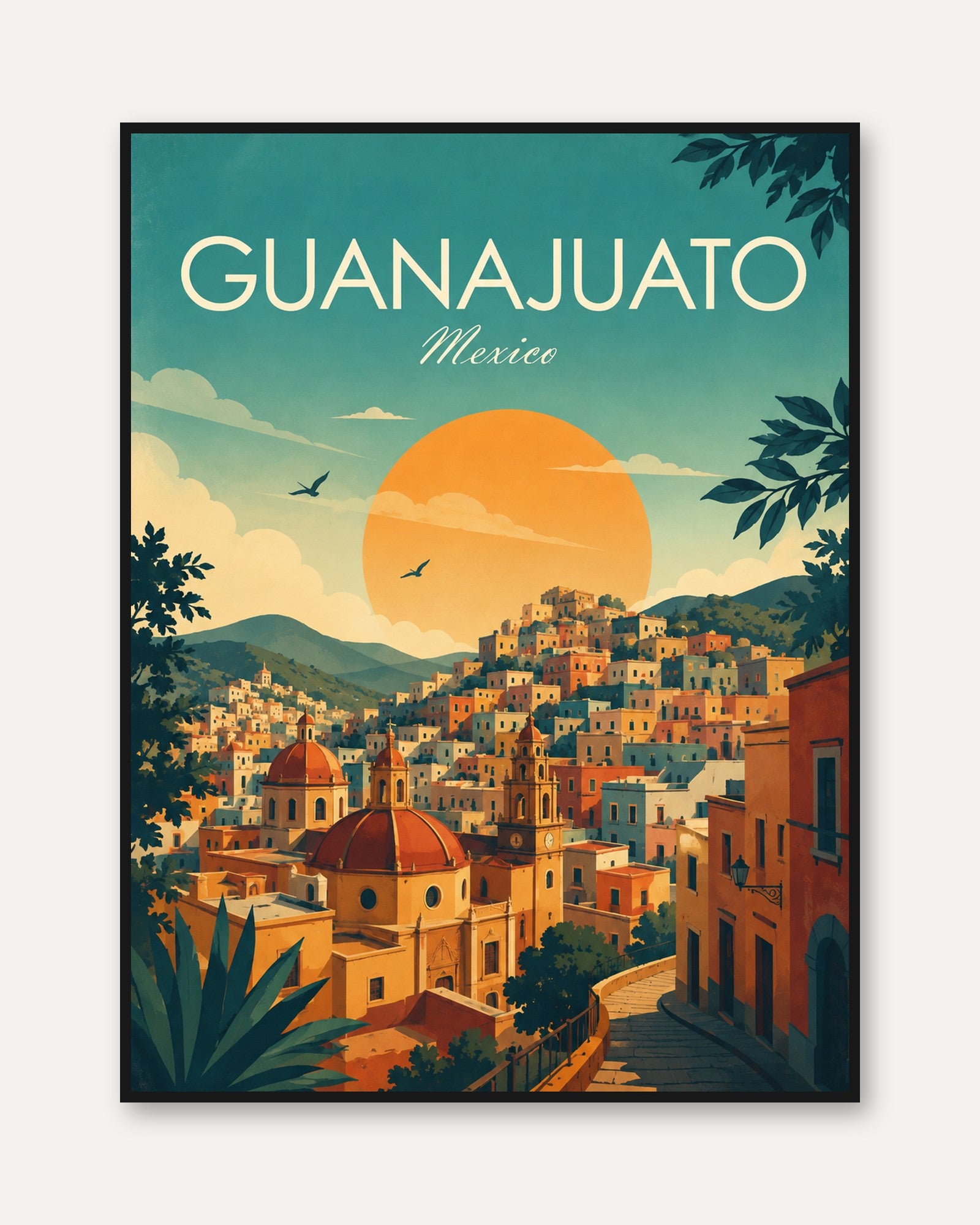 Guanajuato Travel Poster – Mexico Wall Art - framed