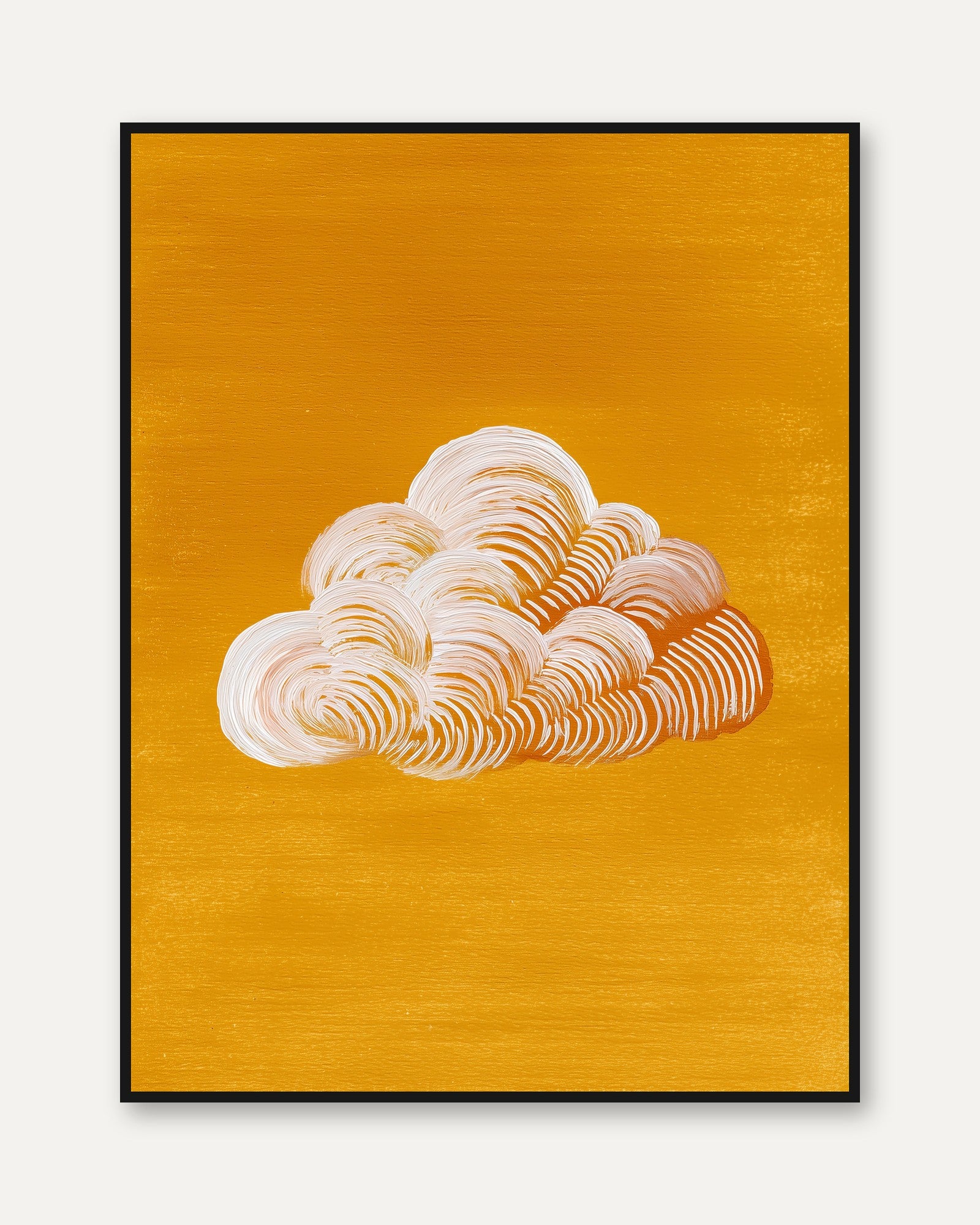 Mid-Century Modern Wall Art: Retro Cloud Illustration - framed