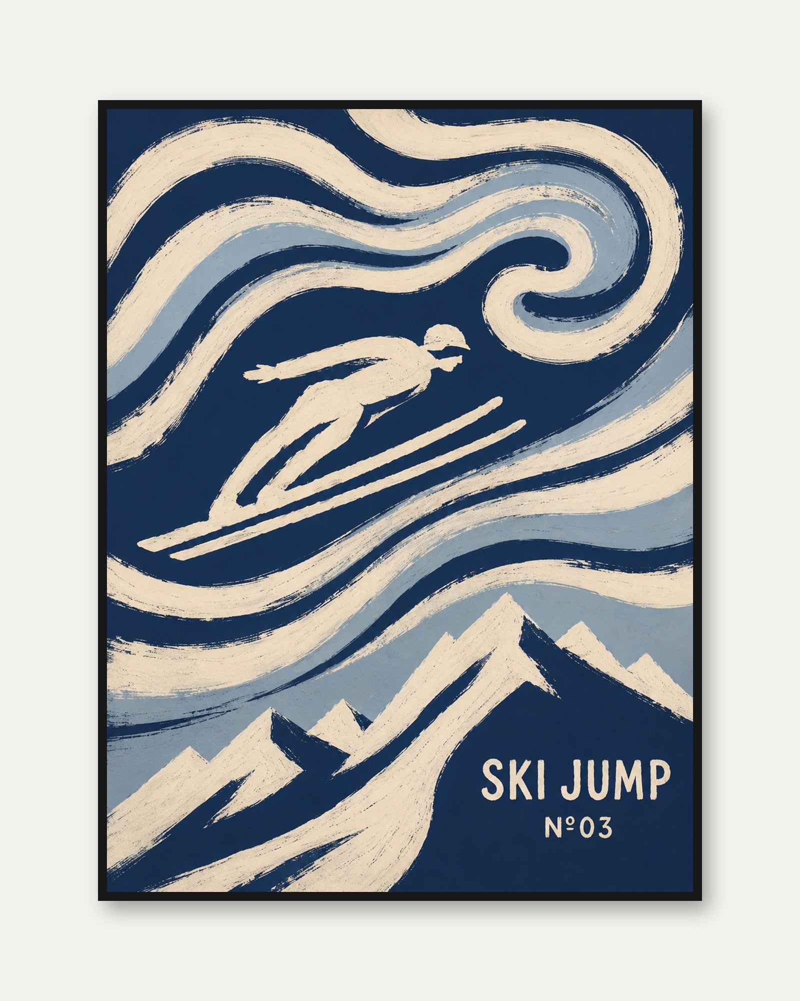 Vintage Ski Poster – Retro Ski Jump Wall Art - framed