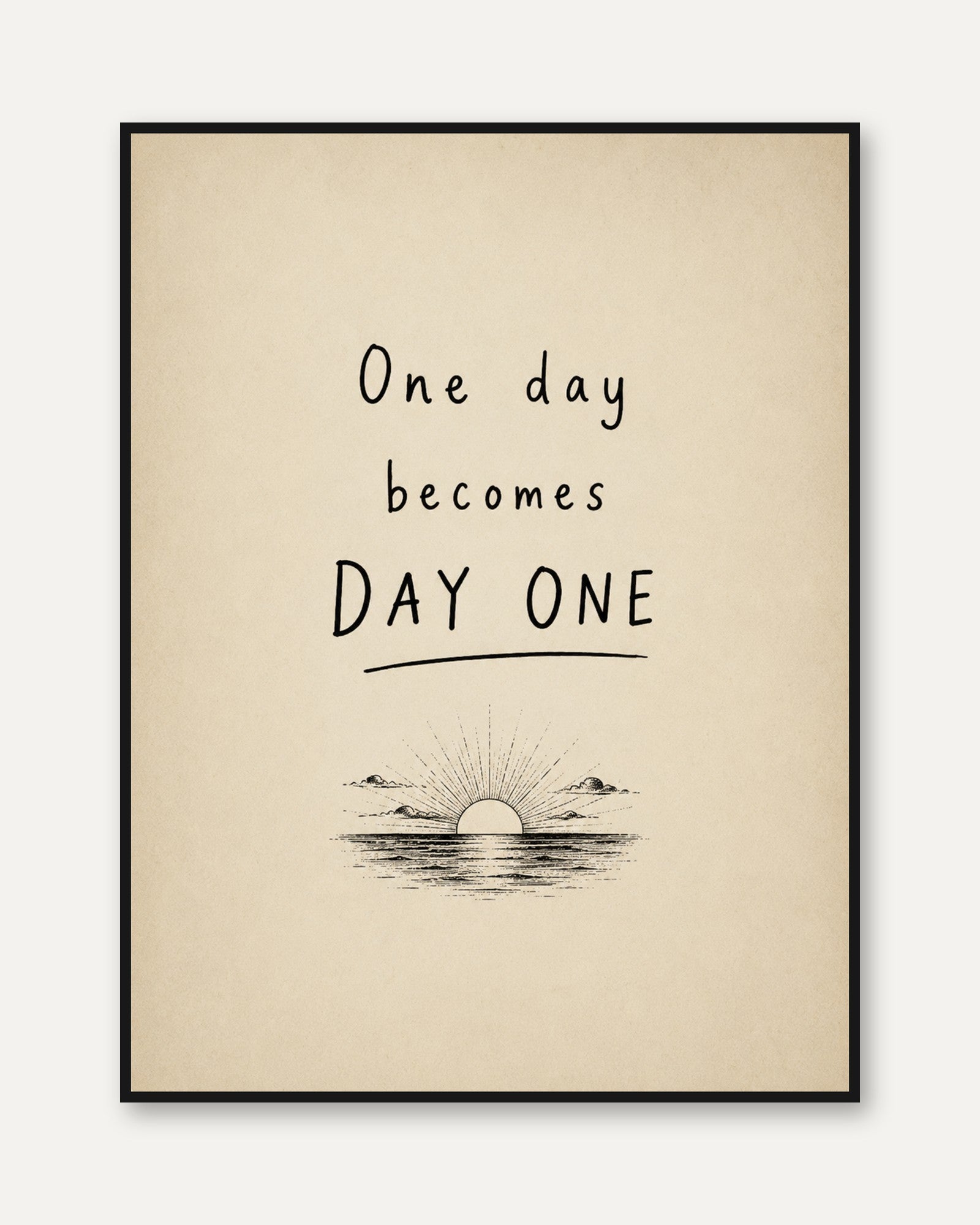 Motivational Quote Print – Sunrise Illustration - framed