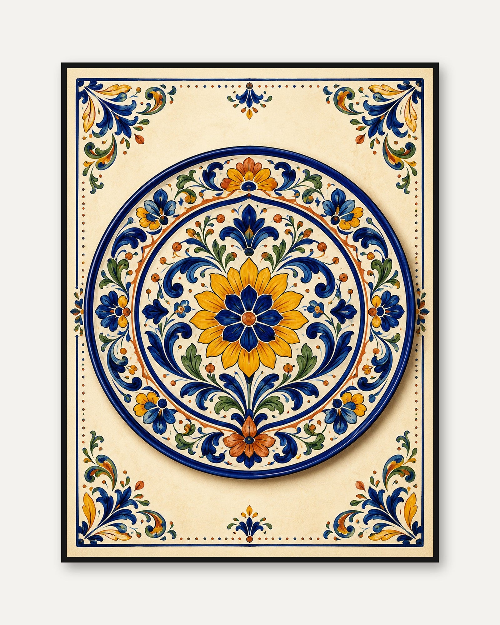 Mediterranean Tile Wall Art - framed