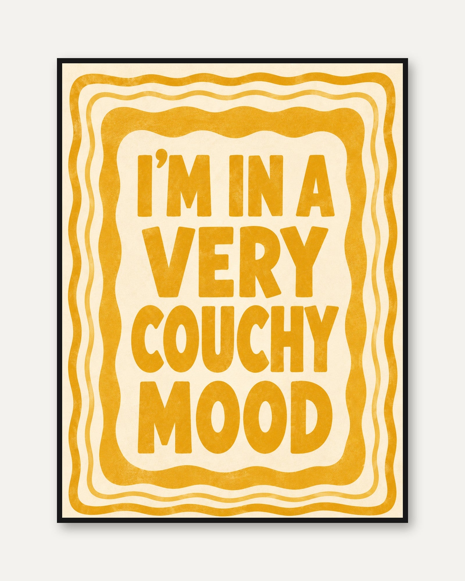 Retro Typography Poster: 1970s Style Wall Art (Couchy Mood Quote) - framed