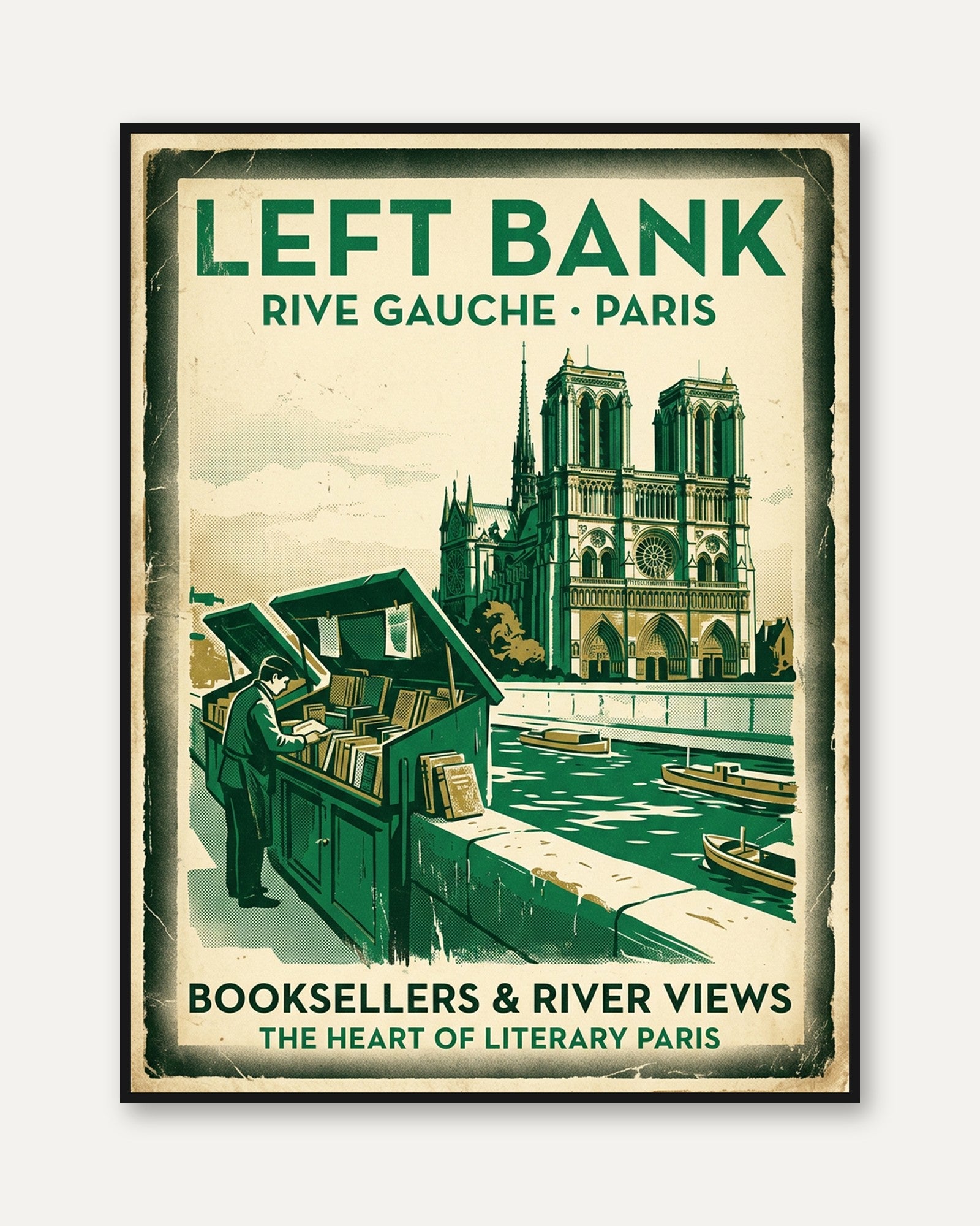 Vintage Paris Travel Poster Print — Left Bank Booksellers - framed