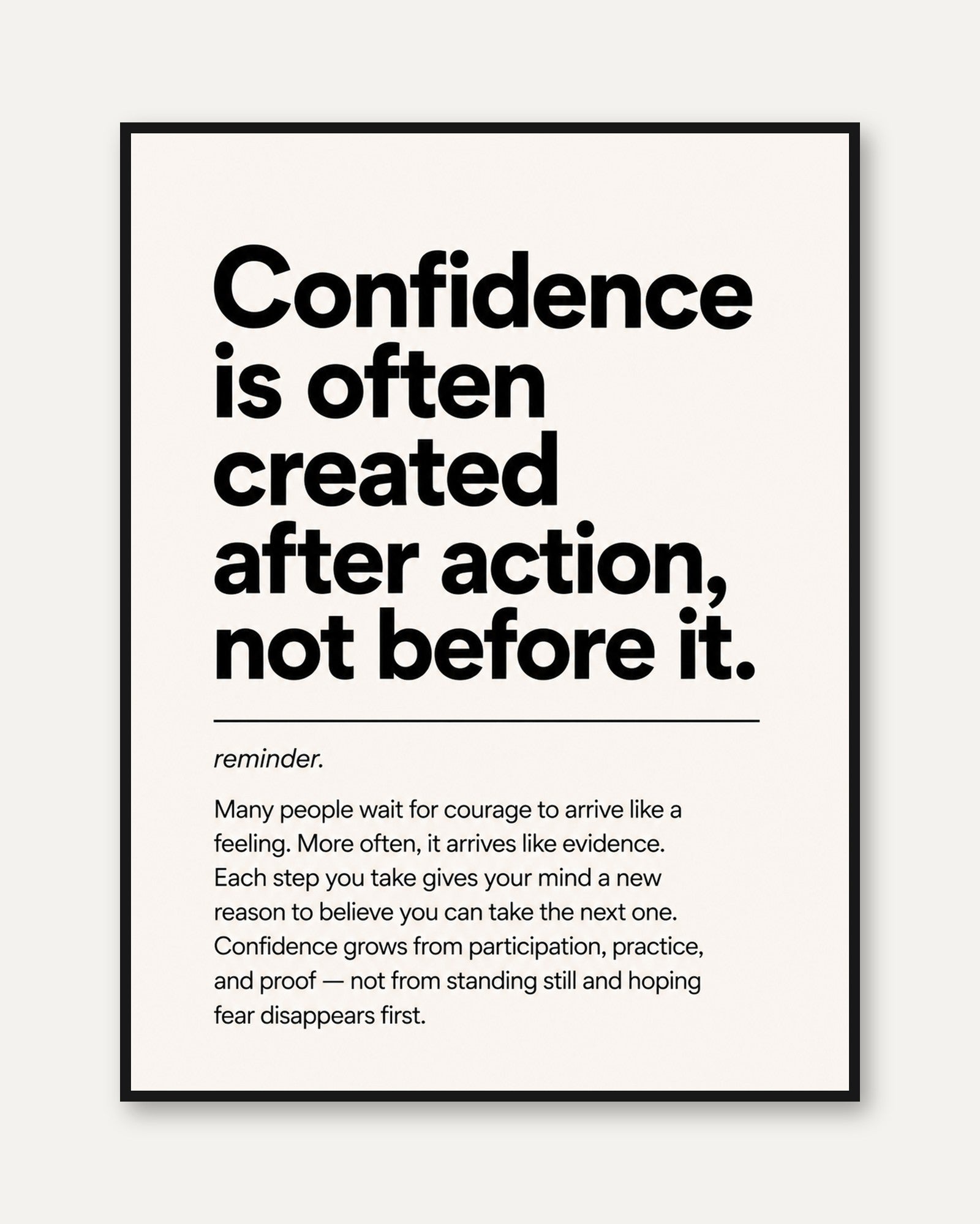 Confidence Typography Print - framed
