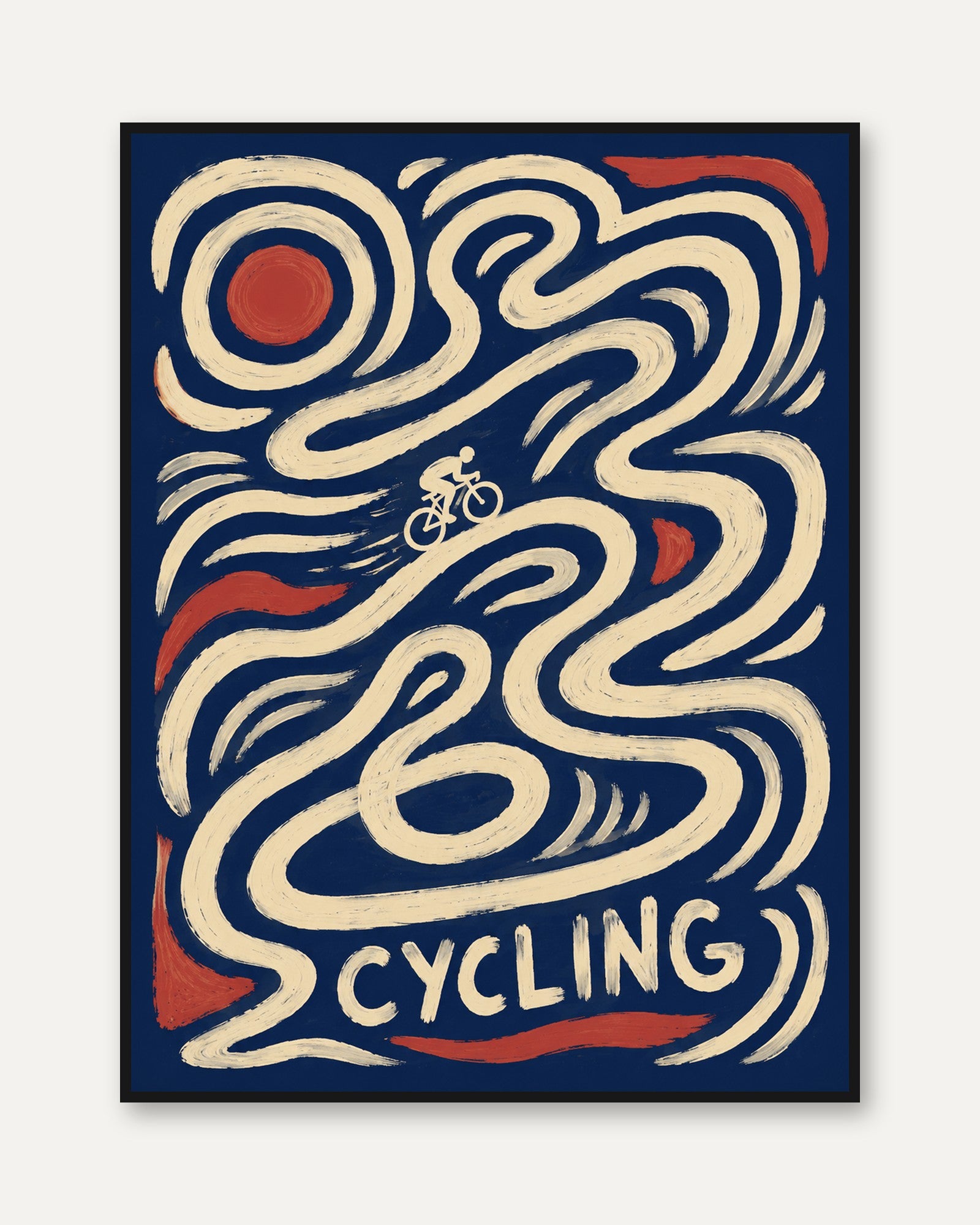 Cycling Poster – Retro Sports Wall Art - framed