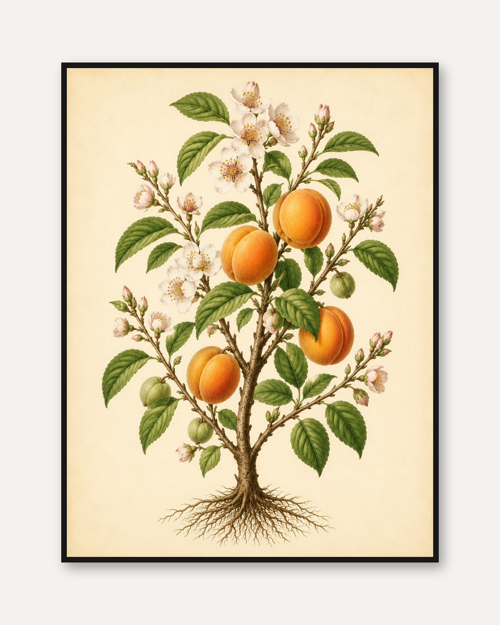 Peach Tree Botanical Print: Vintage Scientific Illustration - framed