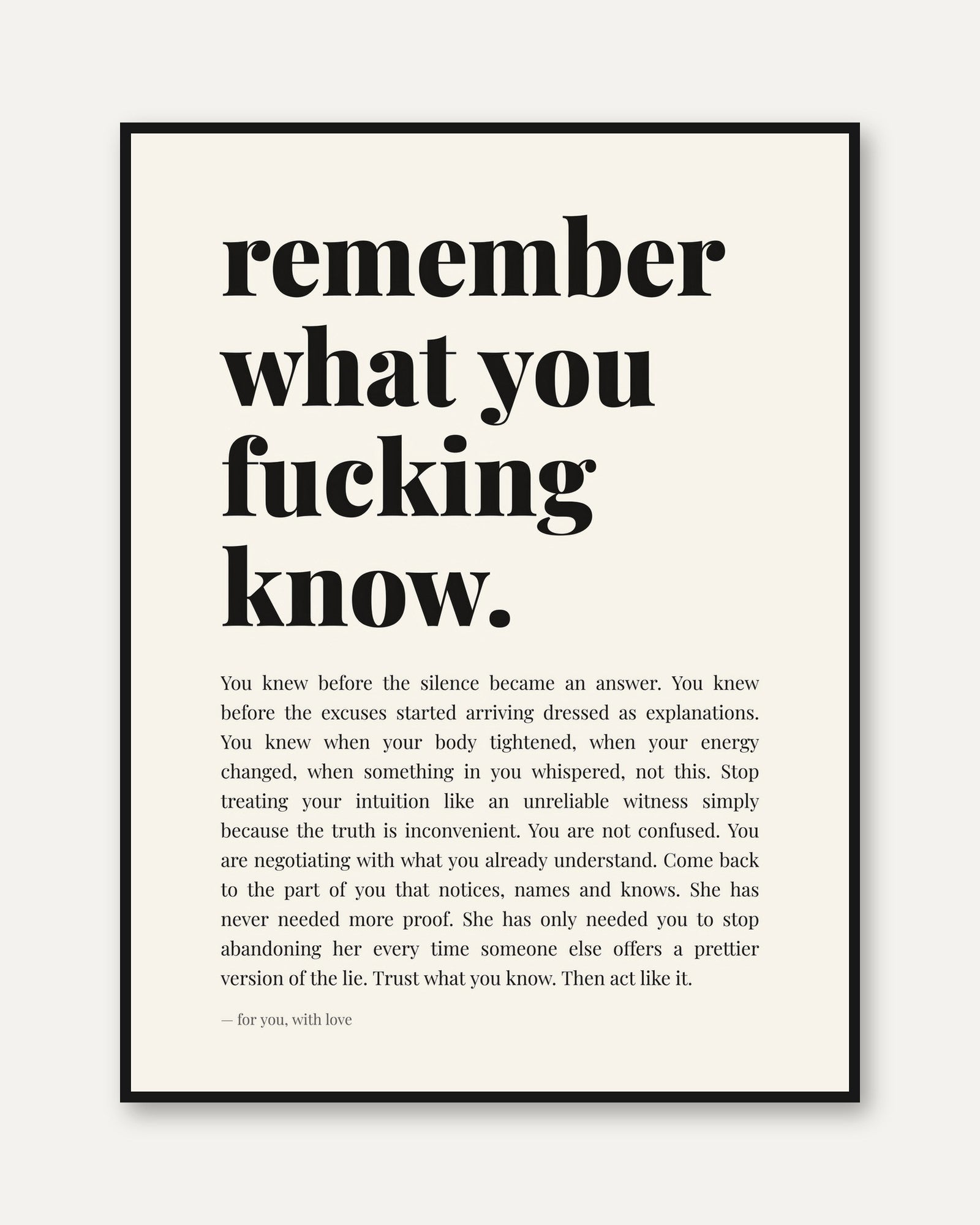 Trust Yourself Print – Intuition Wall Art - framed