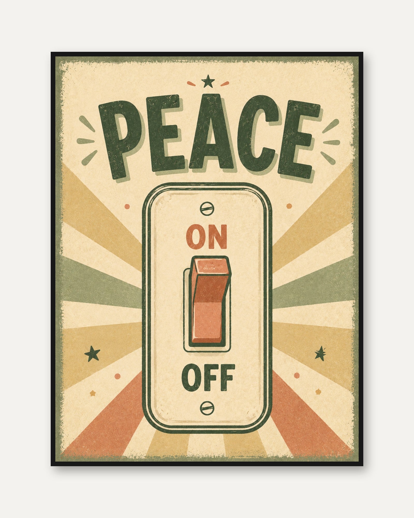 Retro Peace Poster – Vintage Typography Print - framed
