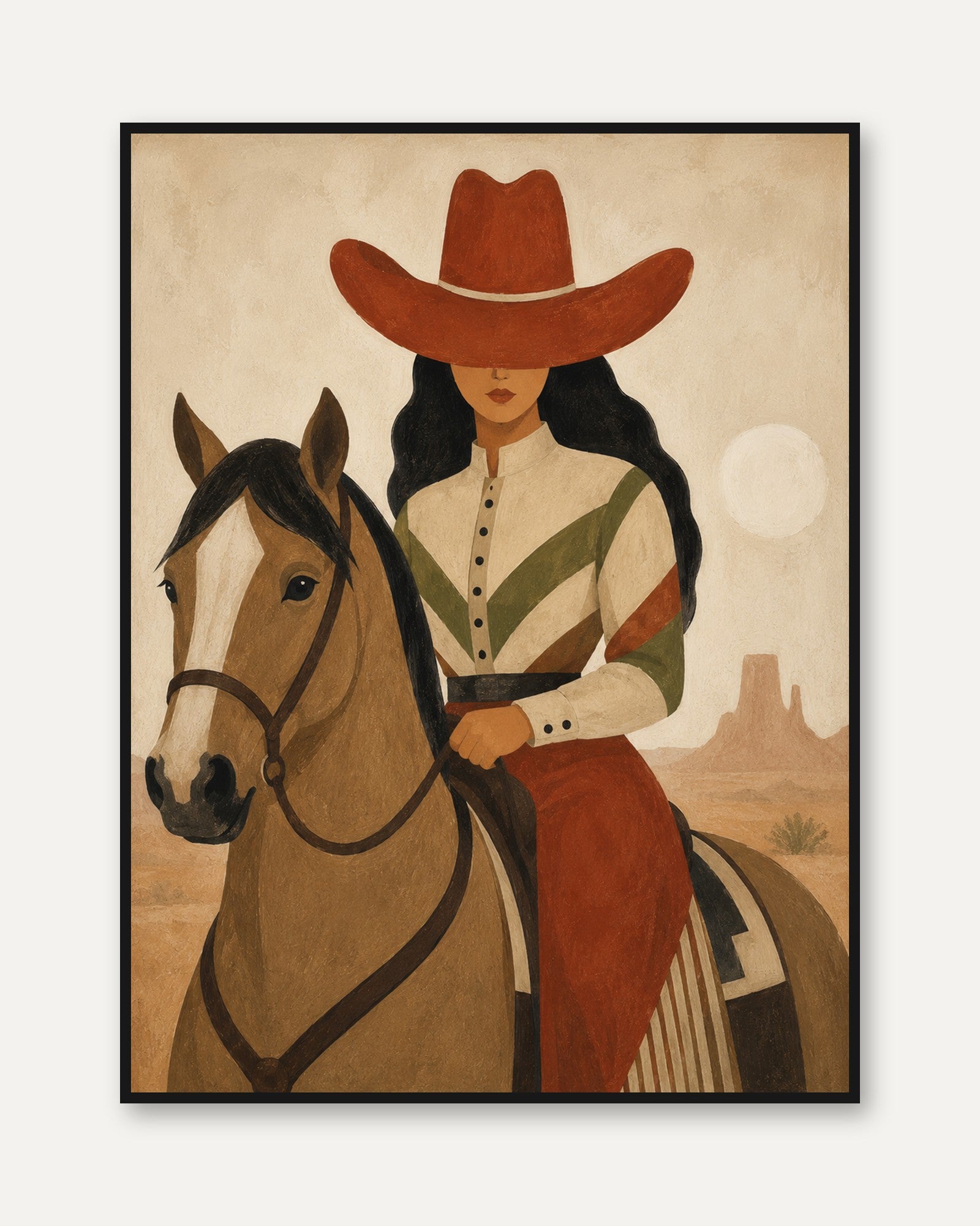 Cowgirl Horse Print – Western Wall Art - framed
