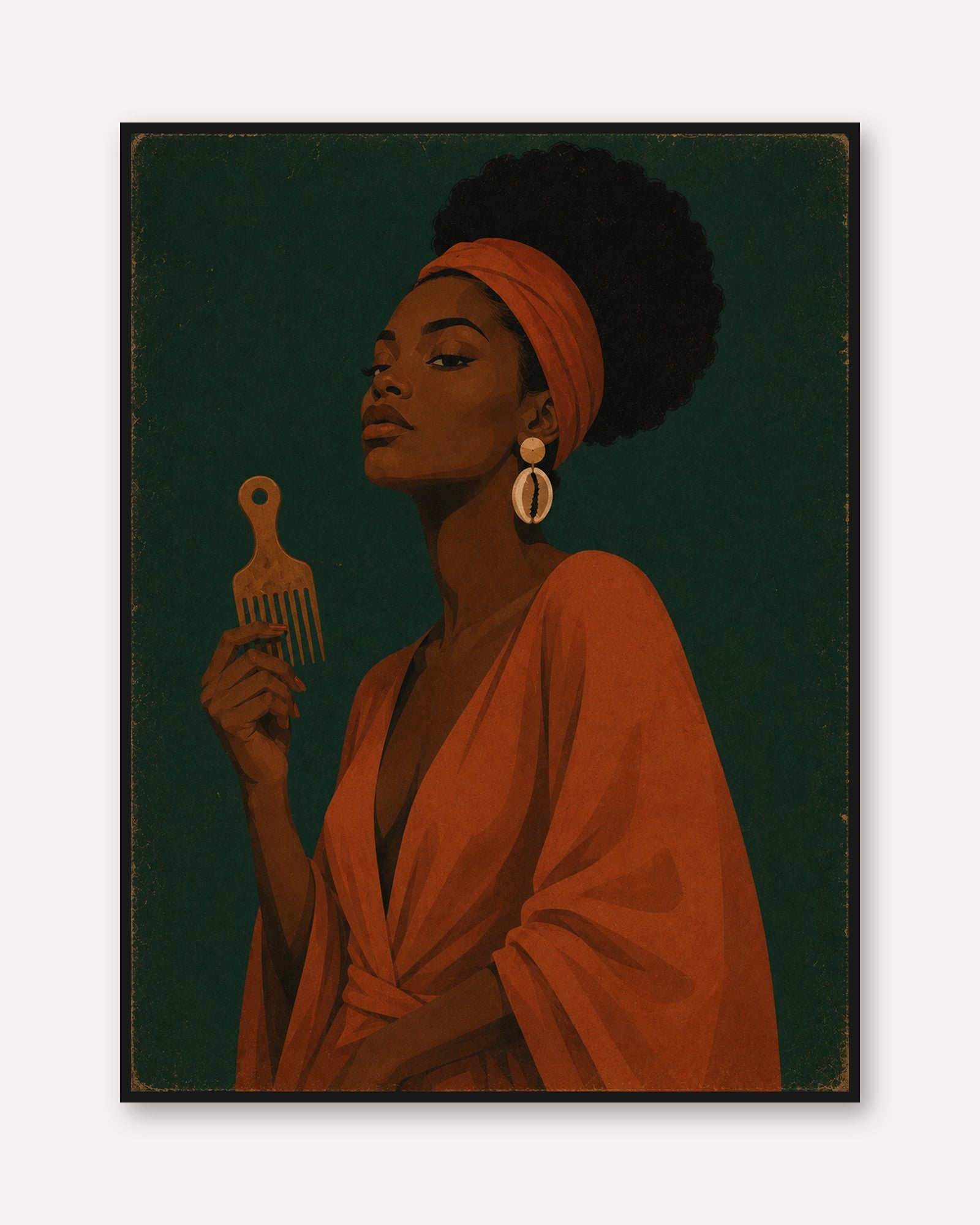 Black Woman Portrait – African Woman Wall Art - framed