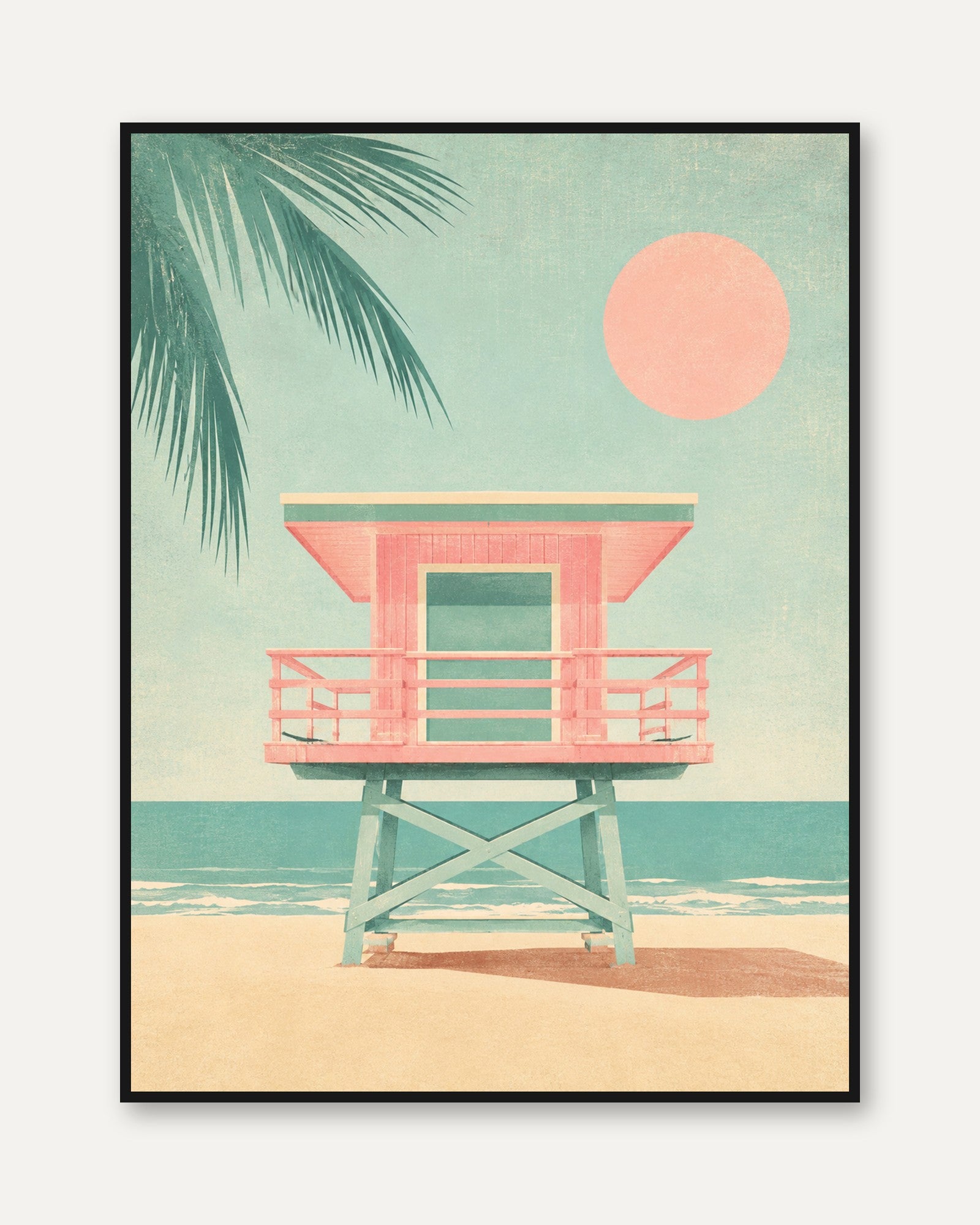 Beach Lifeguard Print – Coastal Wall Art - framed