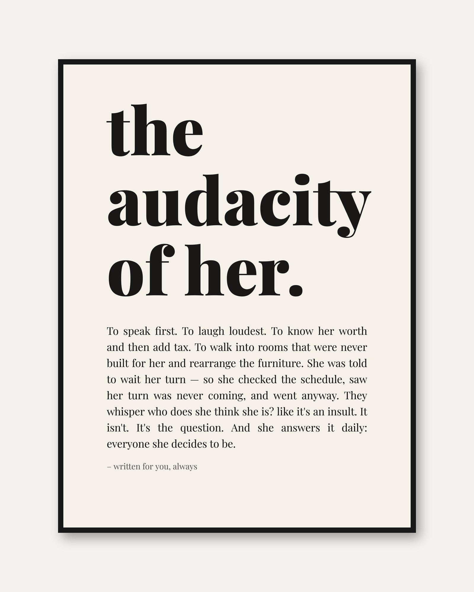 Feminist Wall Art – Empowerment Quote Print - framed