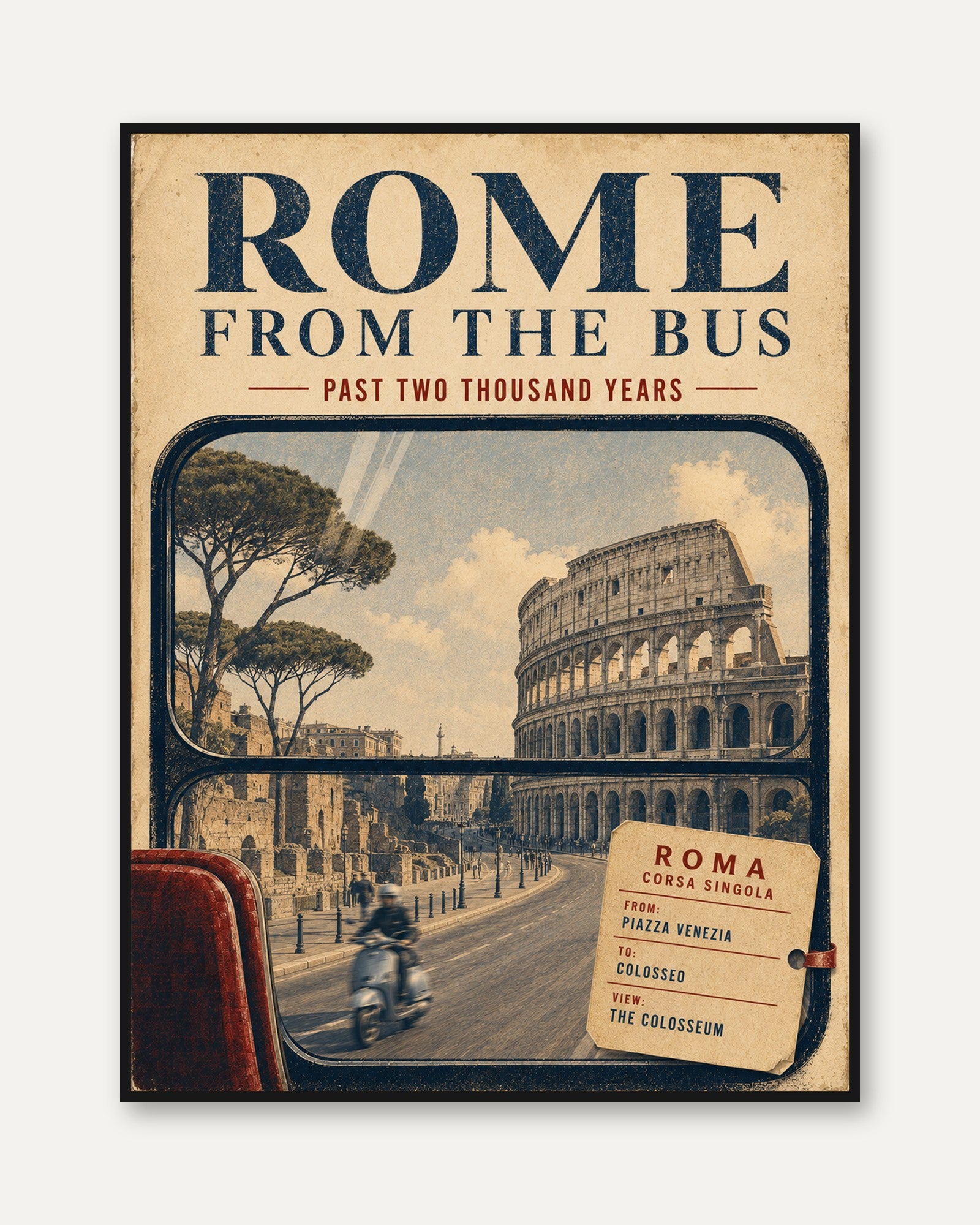 Rome Travel Poster – Vintage Italy Wall Art - framed