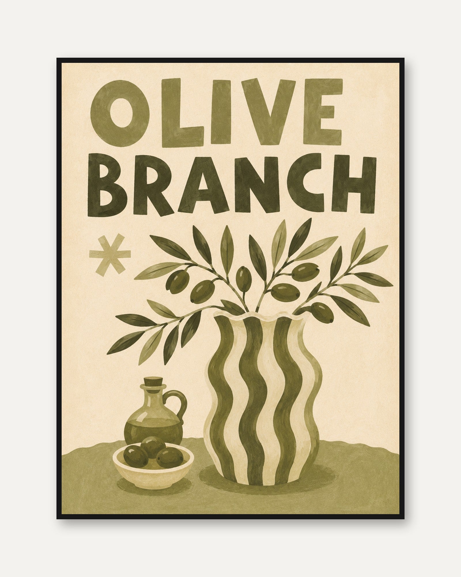 Kitchen Wall Art – Olive Branch Print - framed
