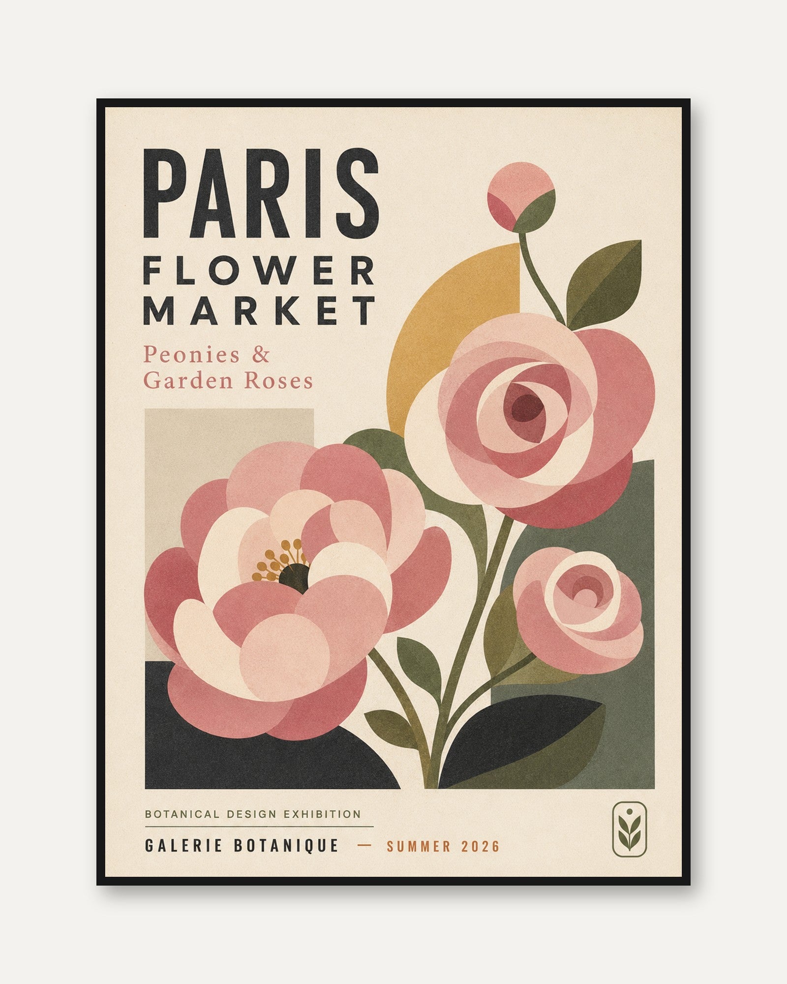 Paris Flower Market Print — Vintage Botanical Poster - framed
