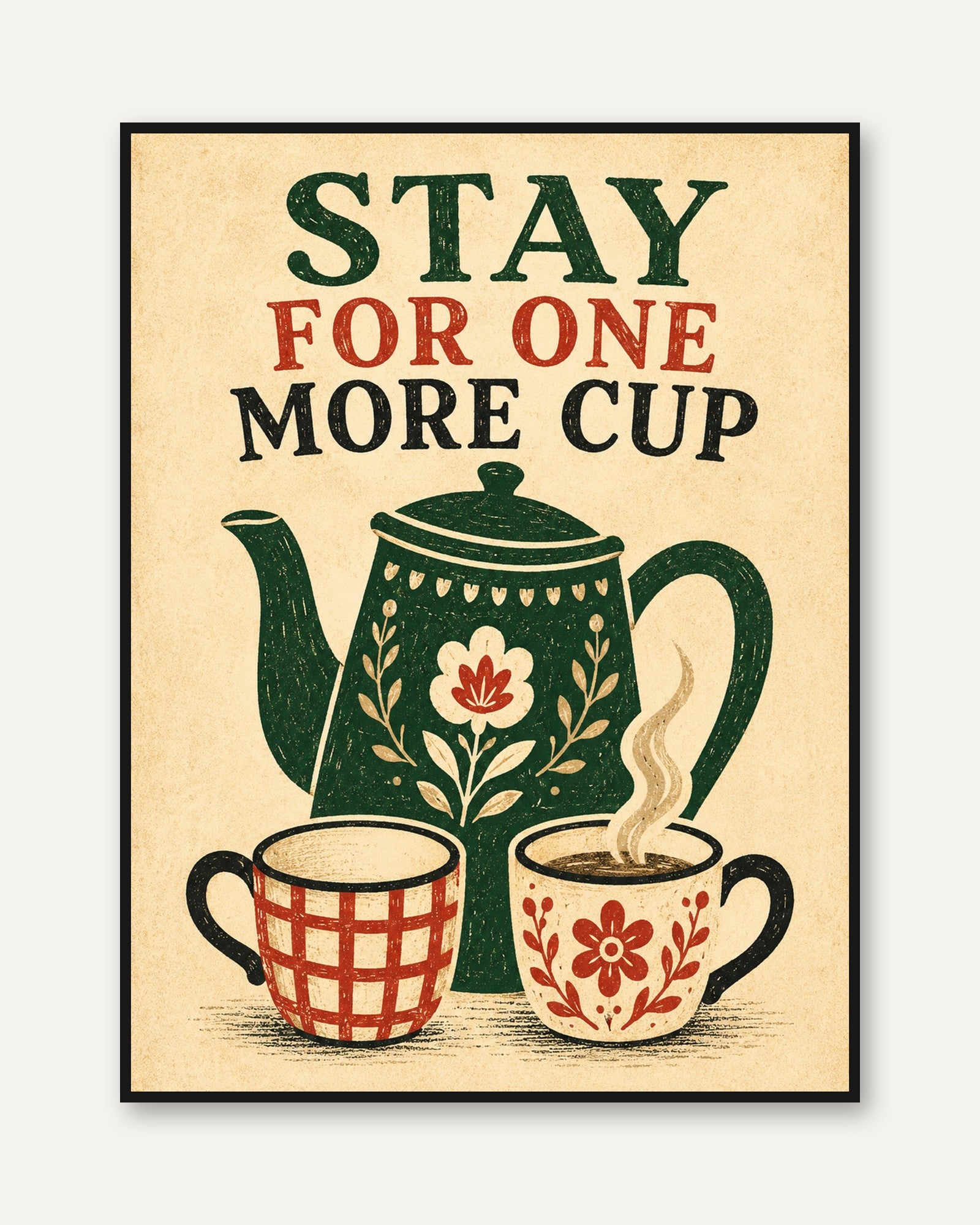 Tea Time Wall Art – Kitchen Coffee Print - framed