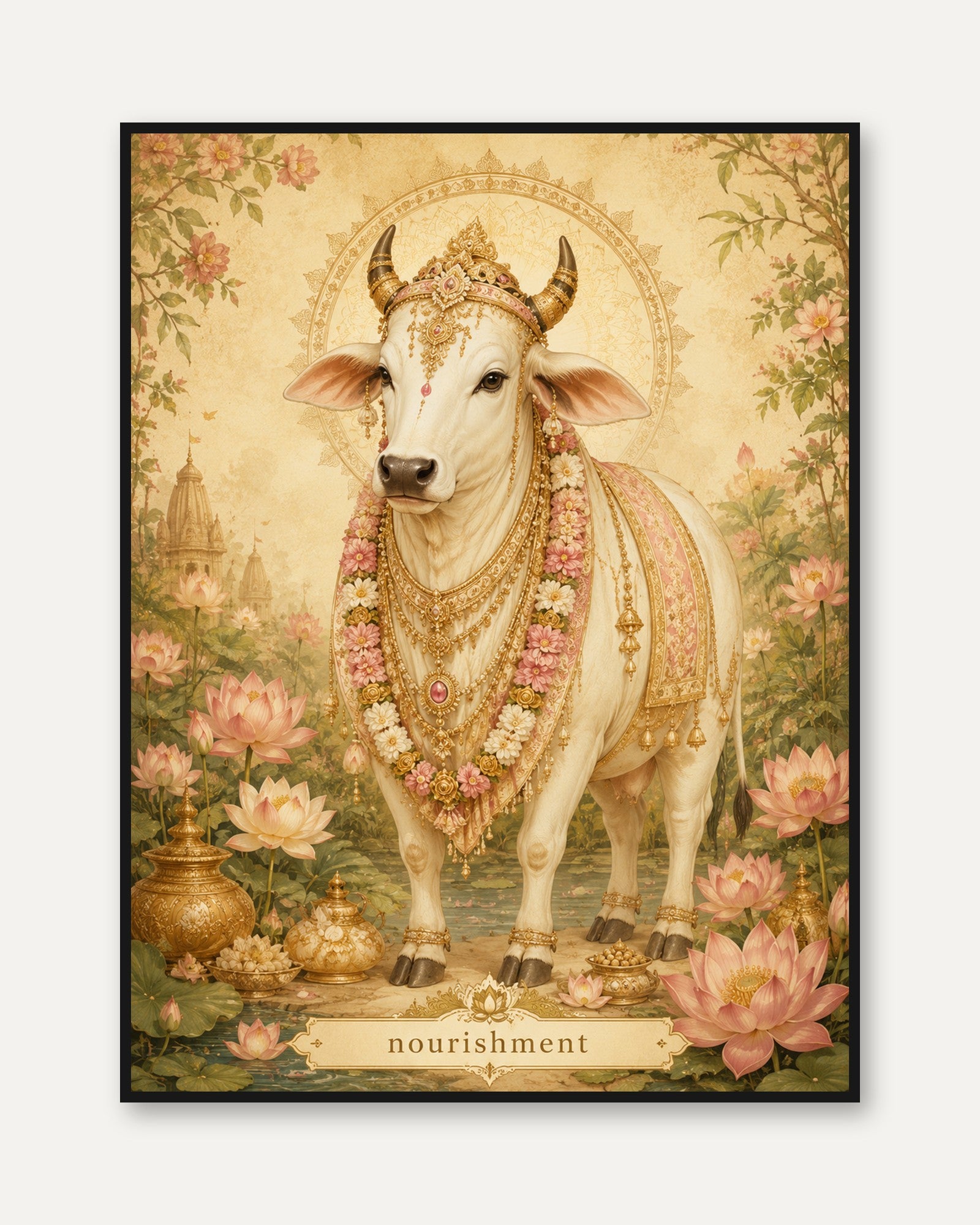 Sacred Cow Lotus Flower Print - framed
