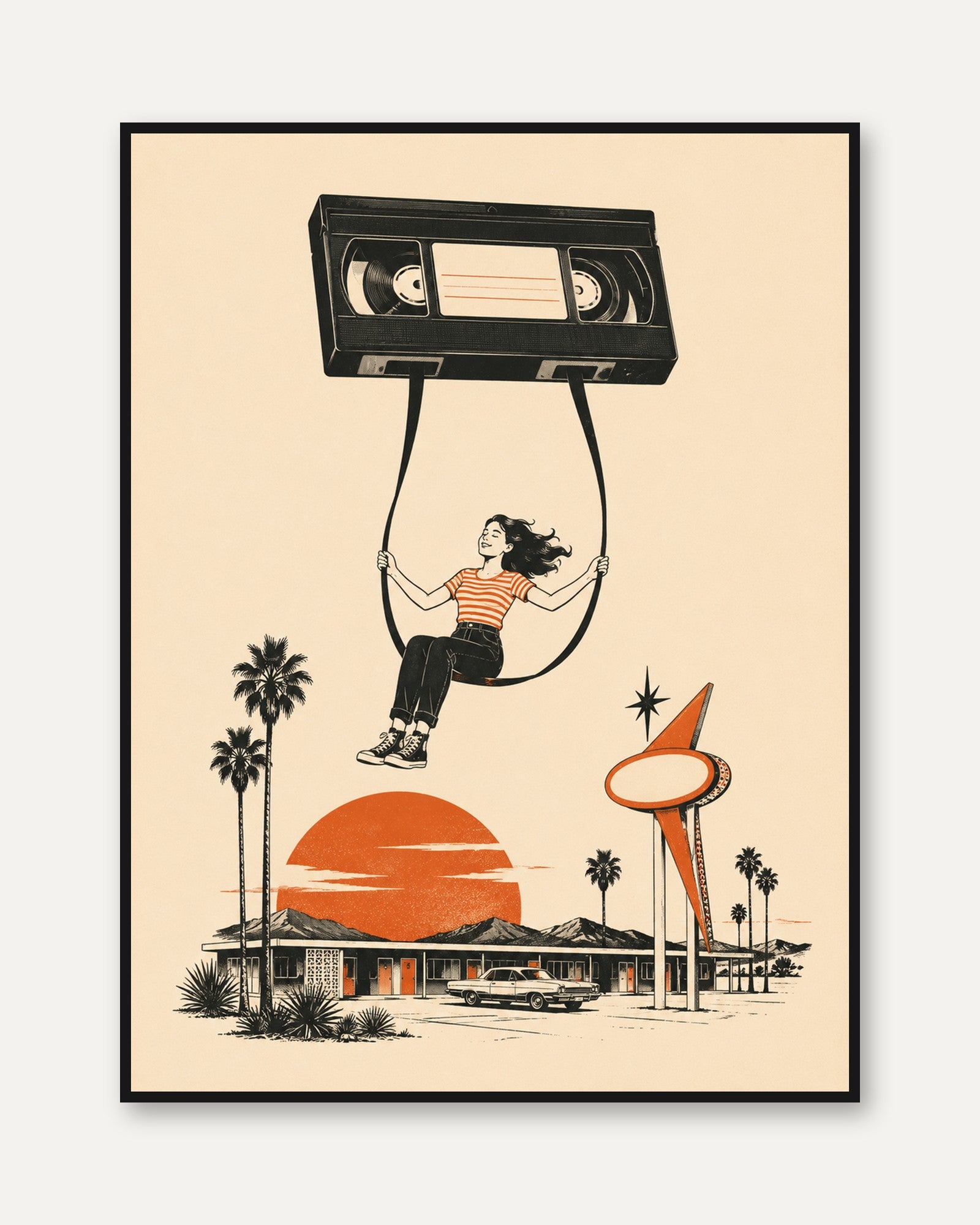Mid-Century Cassette Tape Print - framed