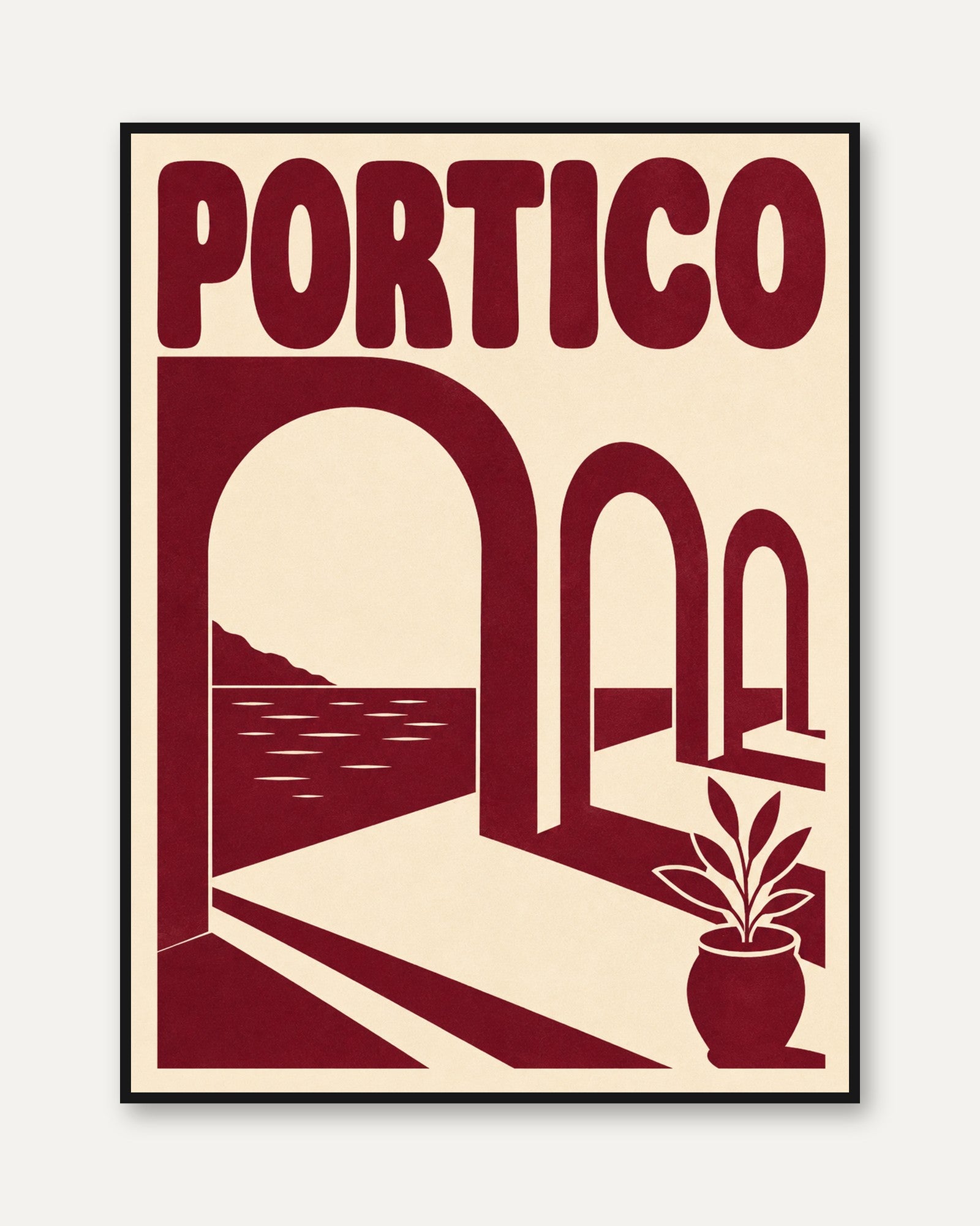 Italian Travel Poster: Retro Mediterranean Arch - framed