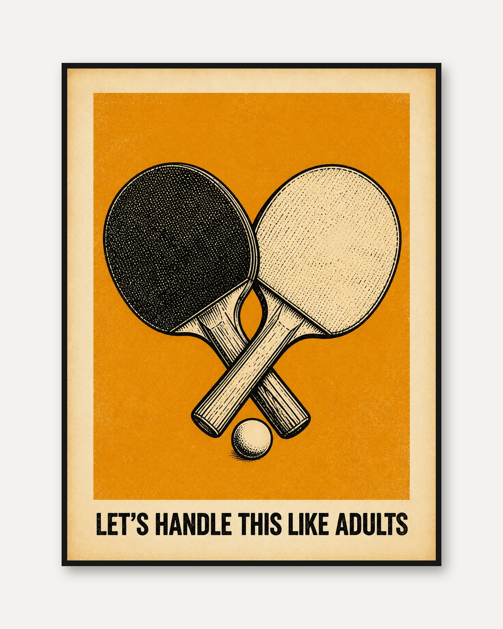 Ping Pong Wall Art – Table Tennis Print - framed