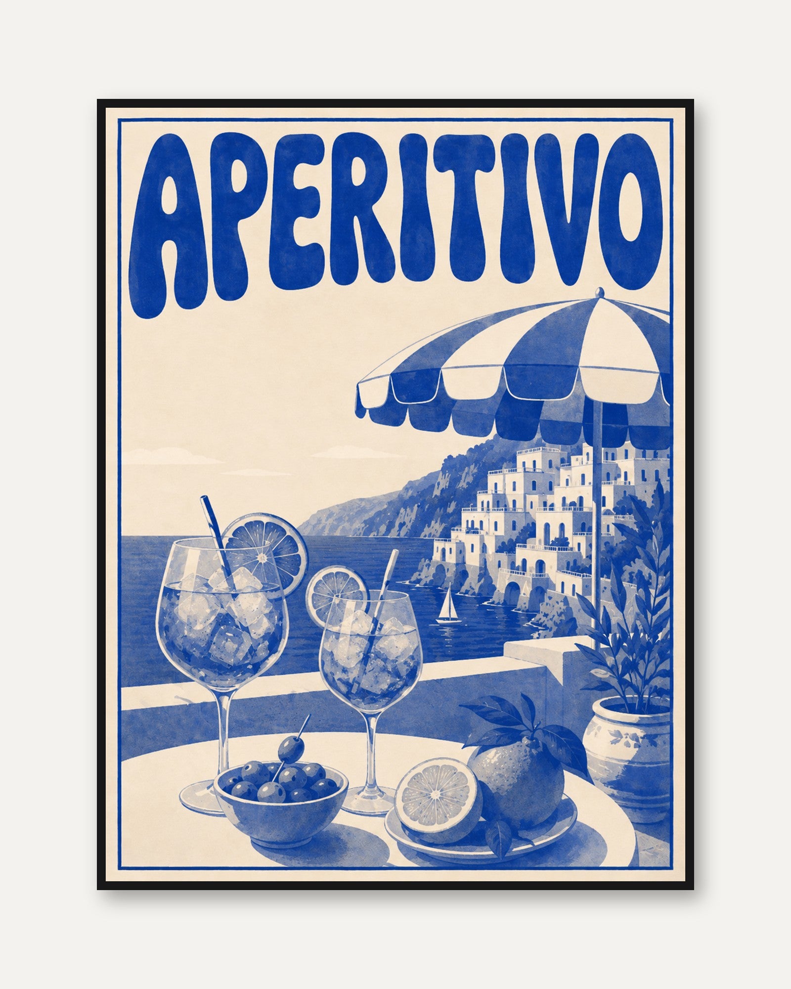 Aperitivo Wall Art: Italian Coastal Print - framed