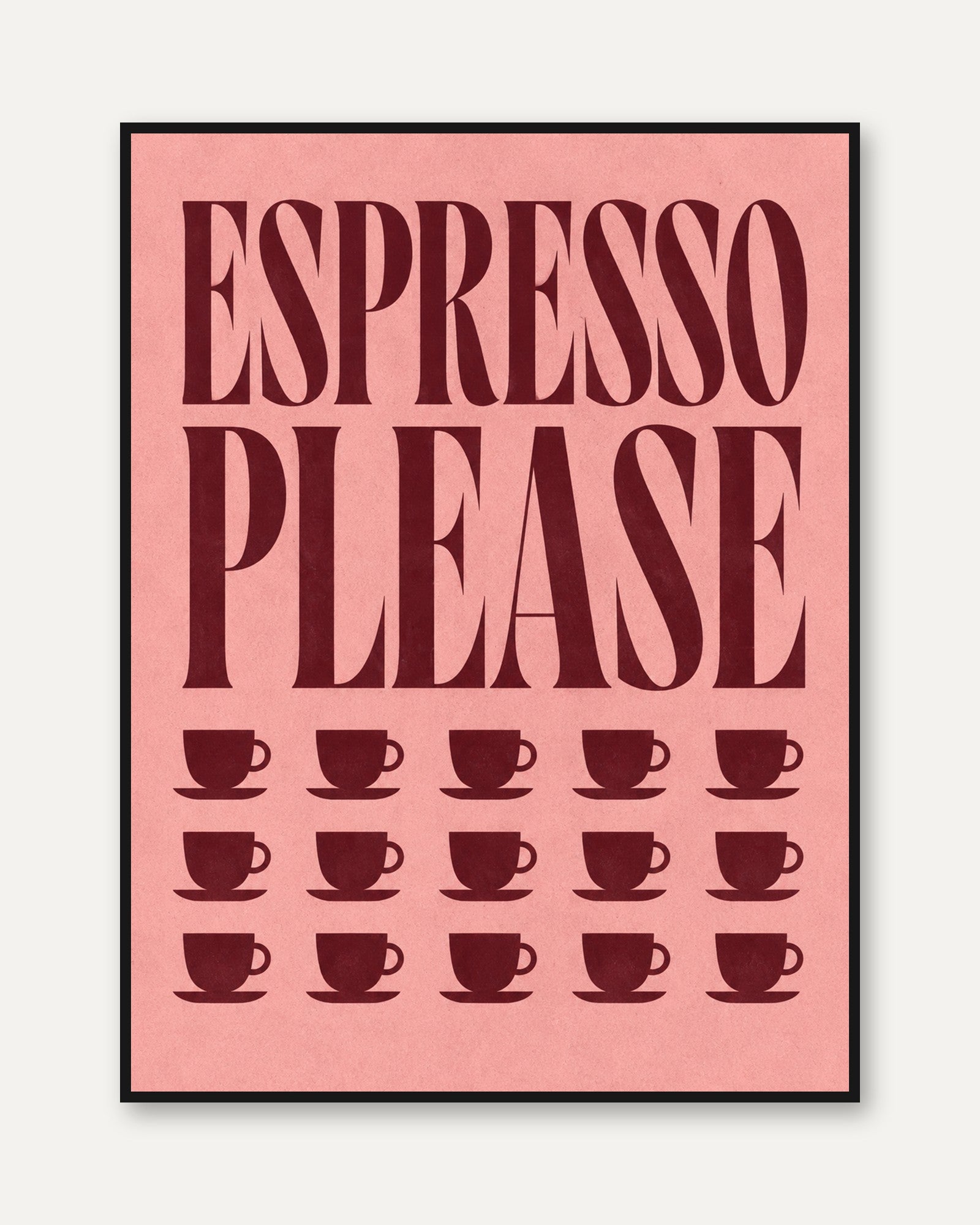 Espresso Please Print: Mid-Century Coffee Art (Pink & Red) - framed
