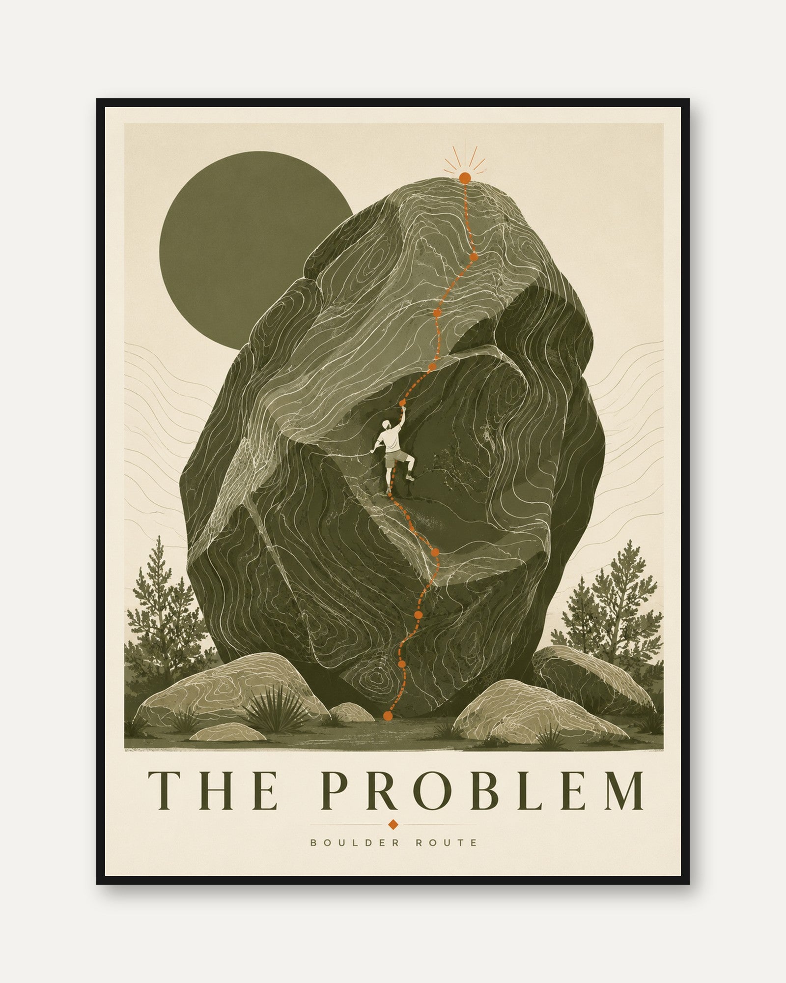 Rock Climbing Wall Art – Mountain Print - framed