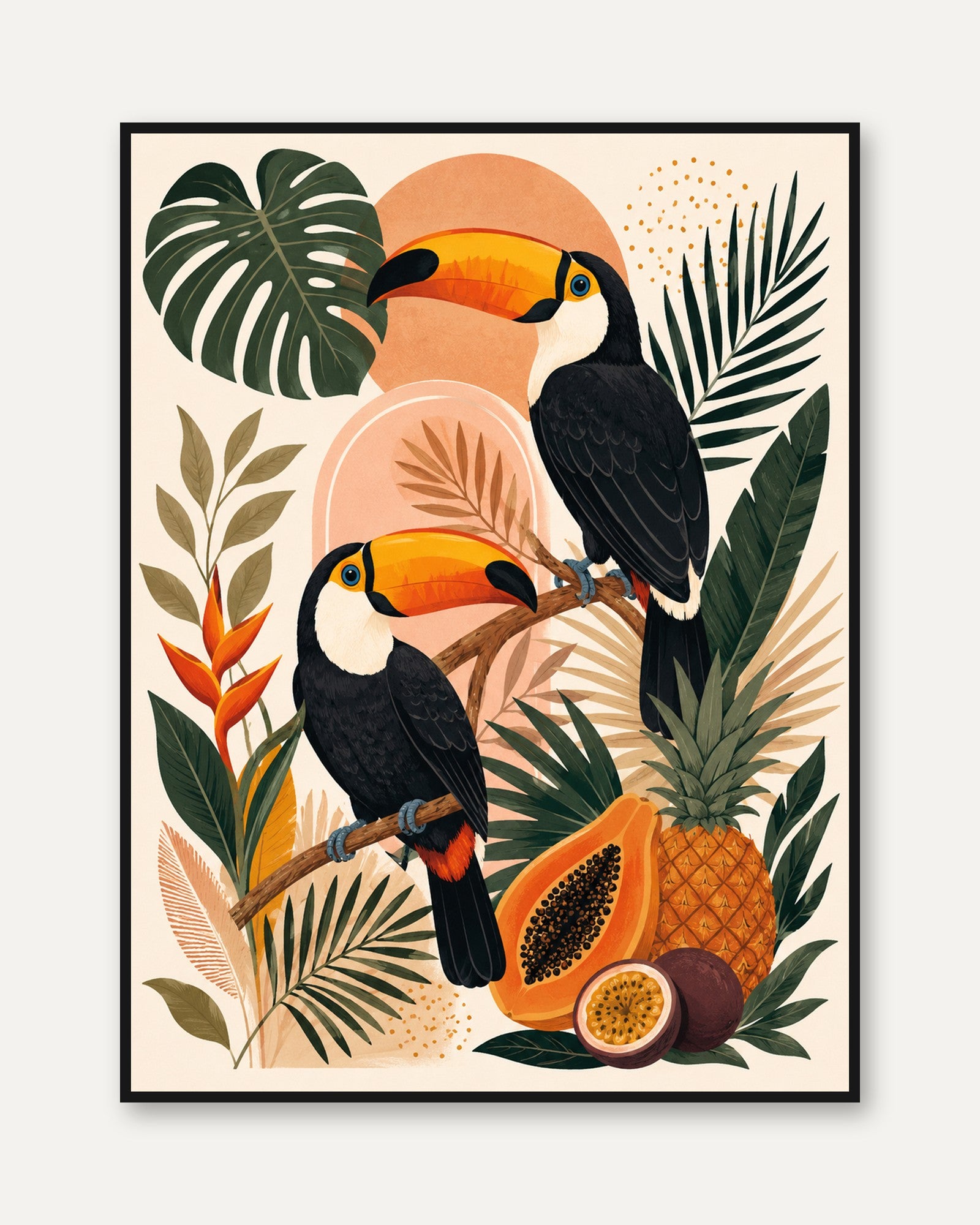 Tropical Bird Wall Art – Toucan Print - framed