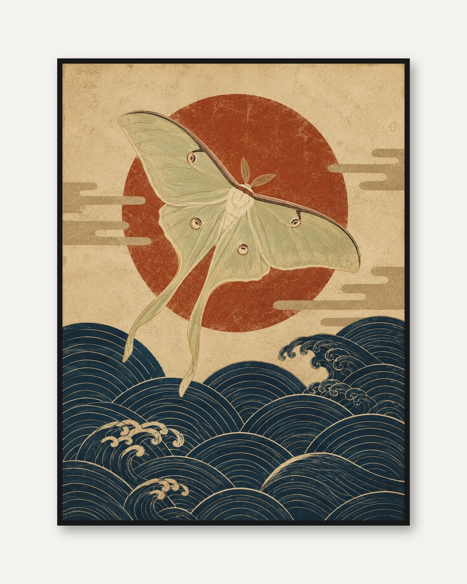Luna Moth Japanese Print - framed