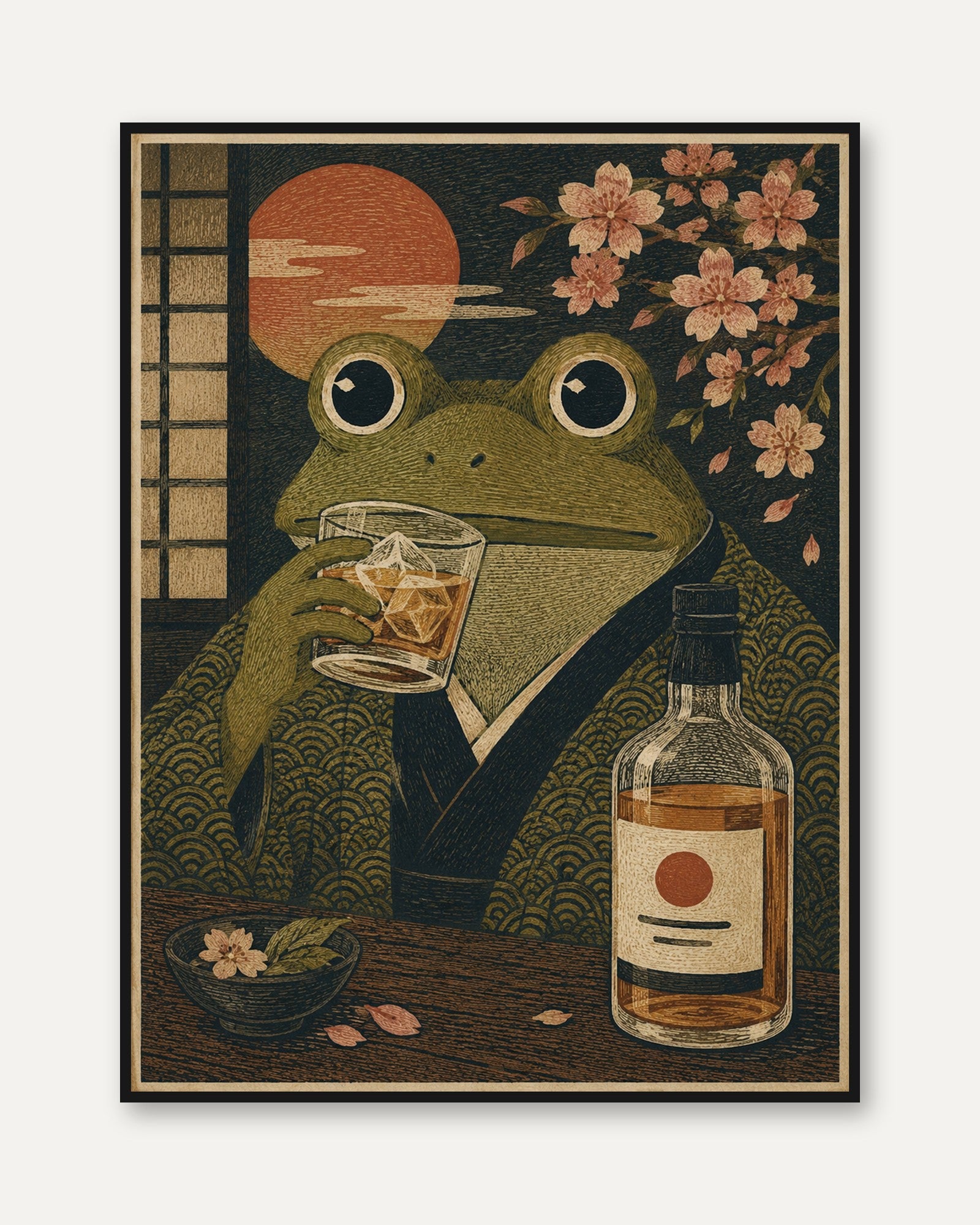 Japanese Frog Wall Art - framed