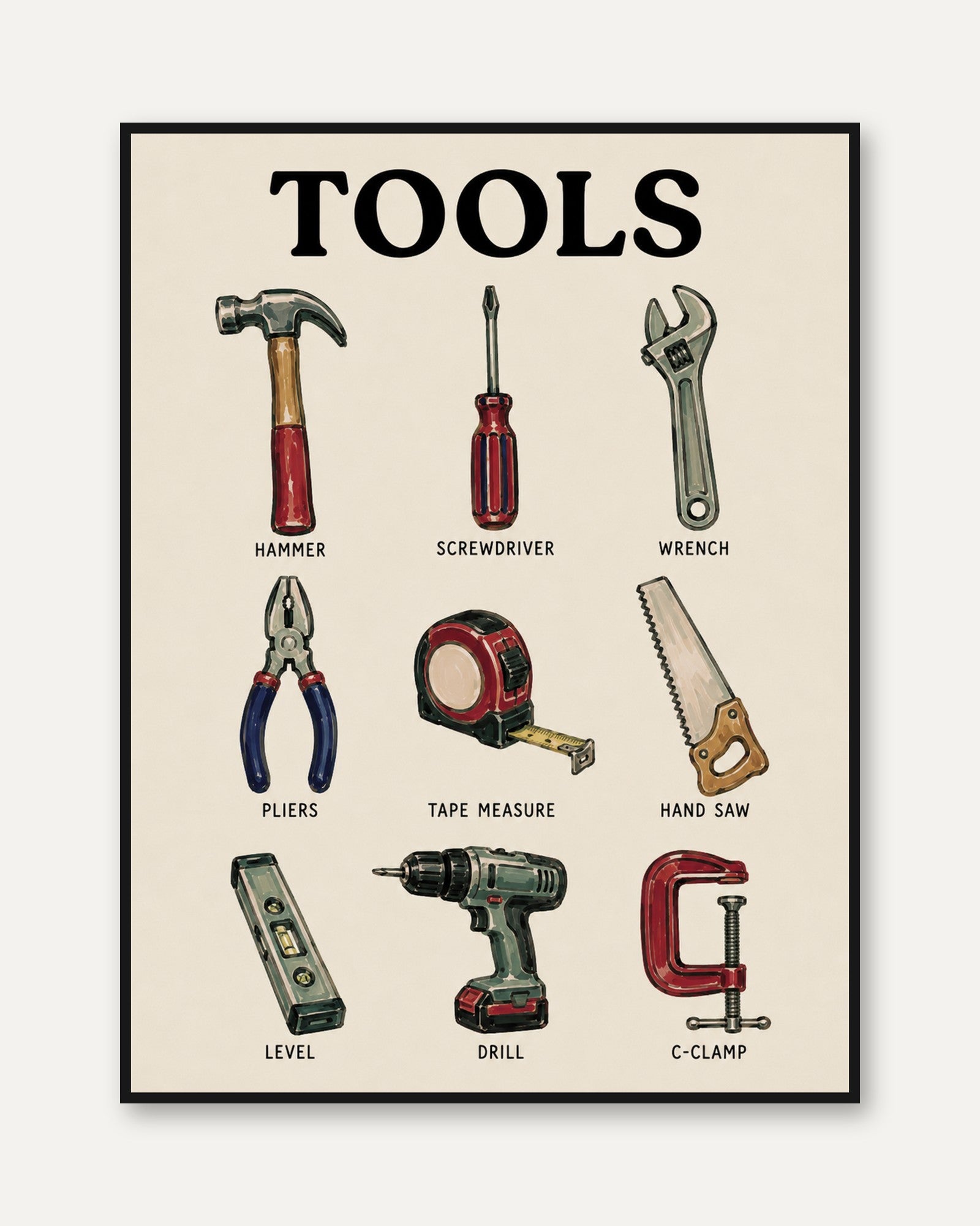 Tools Wall Art – Workshop Decor - framed