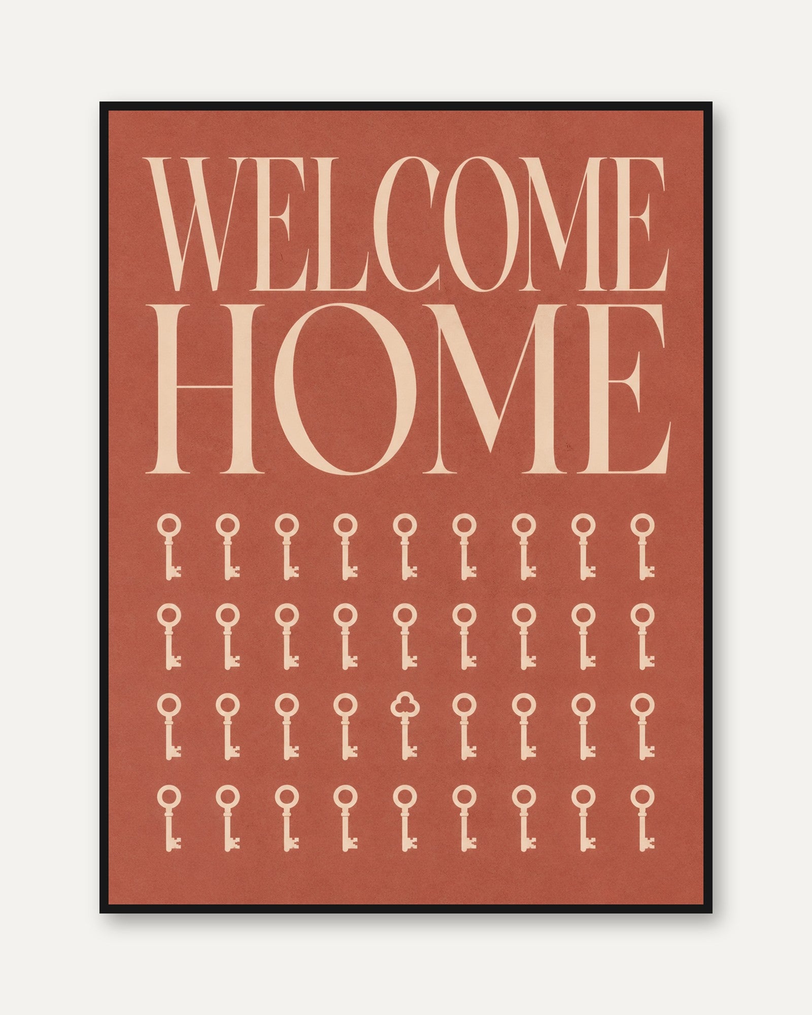 Welcome Home Wall Art – Vintage Key Design - framed