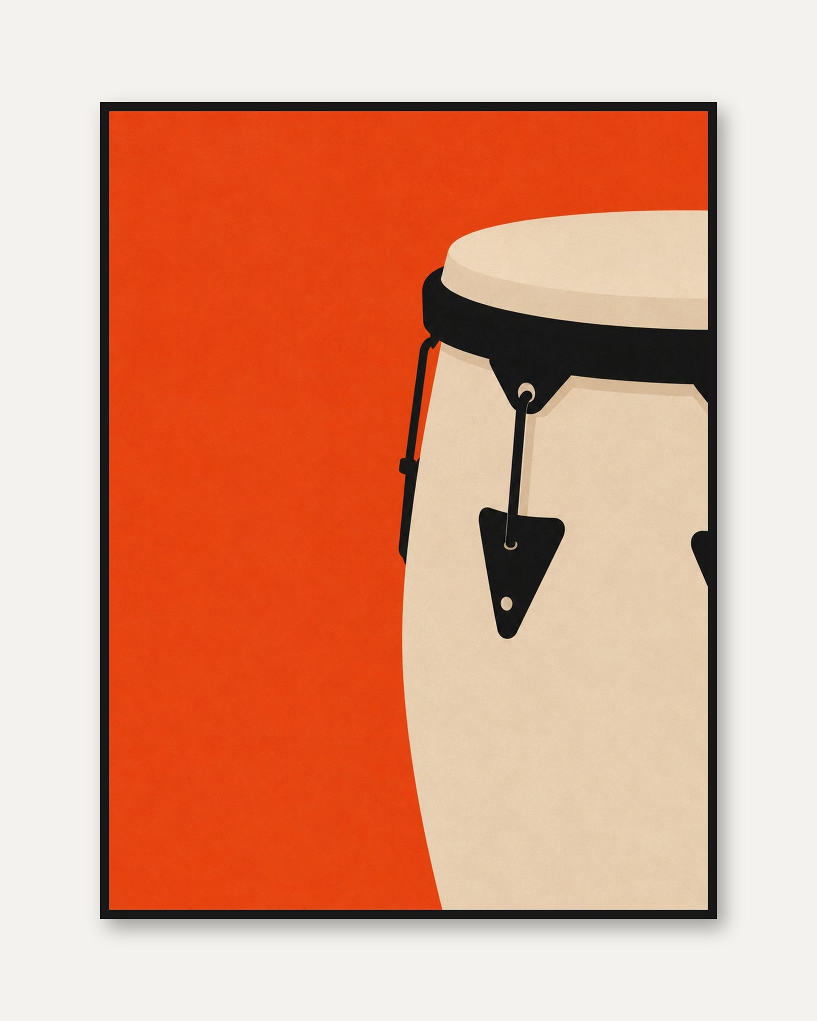 Conga Drum Art Print: Minimalist Orange Music Illustration - framed