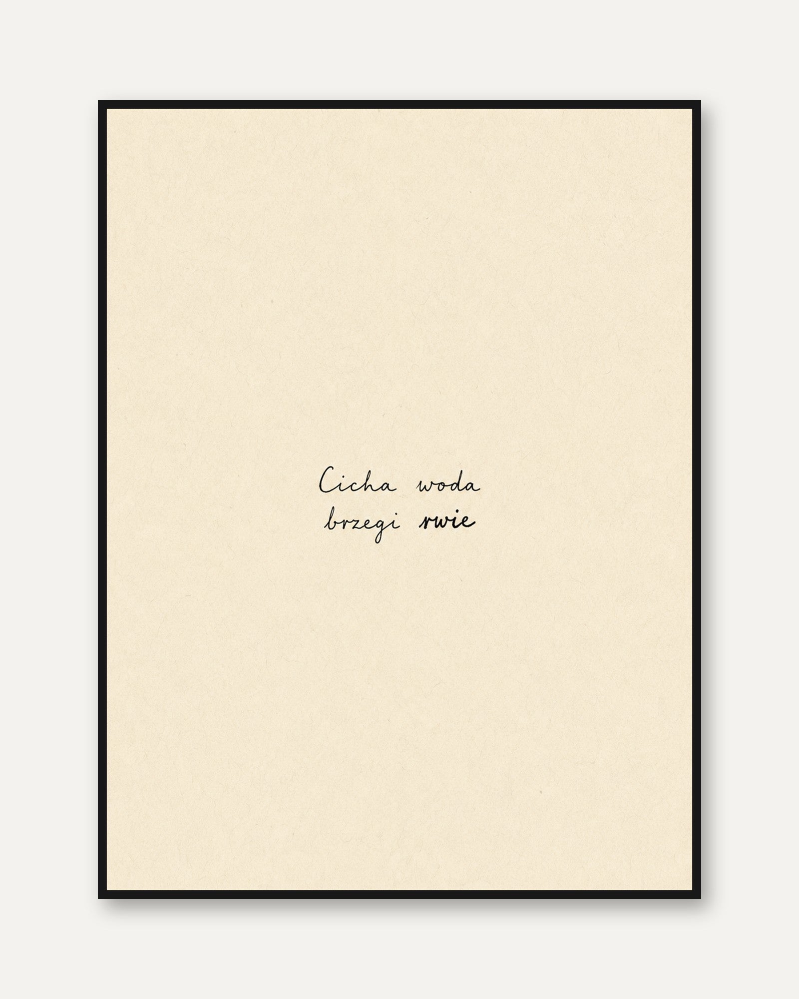 Polish Typography Art Print: Minimalist Beige Proverb Design - framed