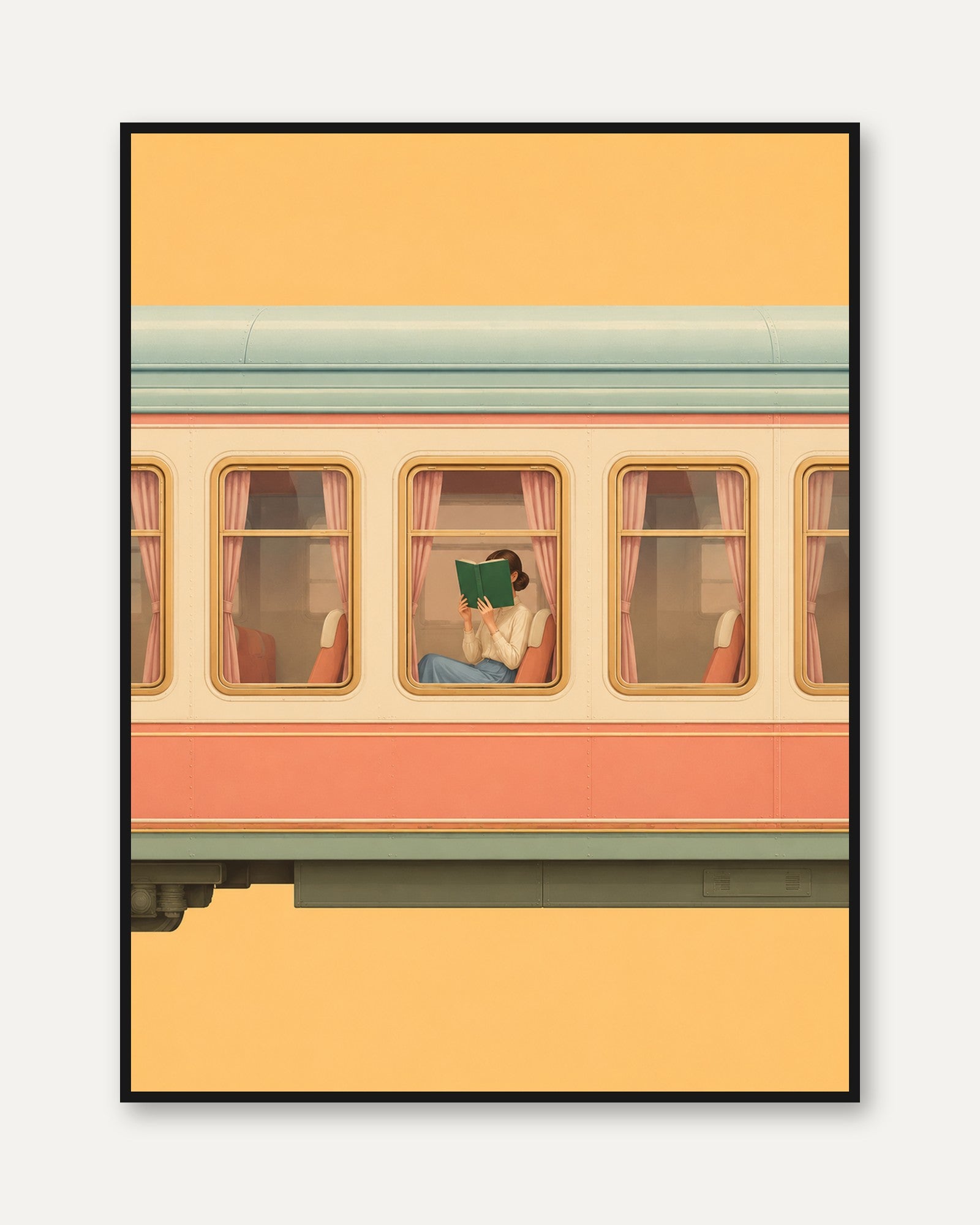 Train Wall Art – Reading Woman Print - framed
