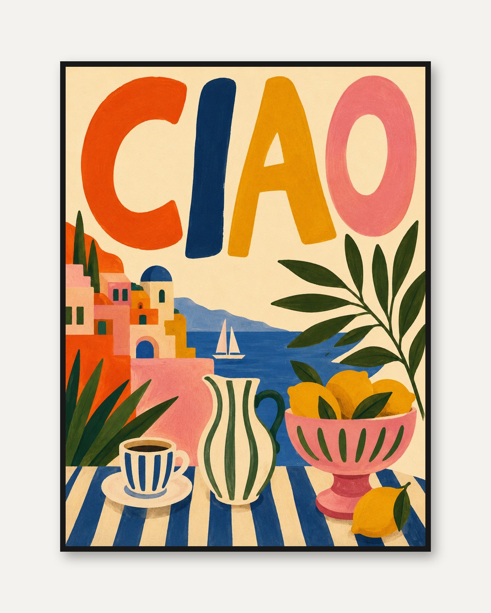Italian Travel Poster – Ciao Italy Print - framed