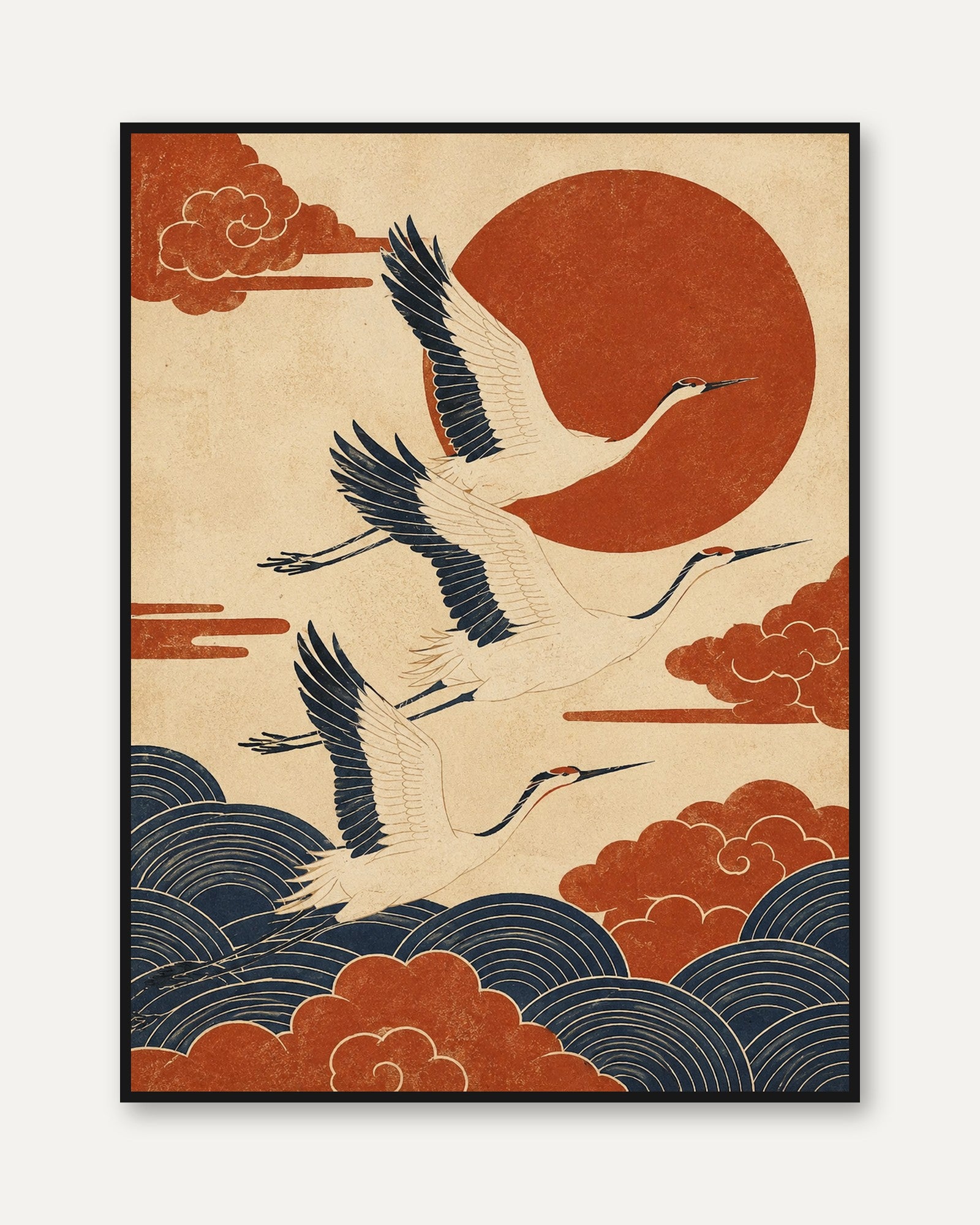 Japanese Crane Print - framed