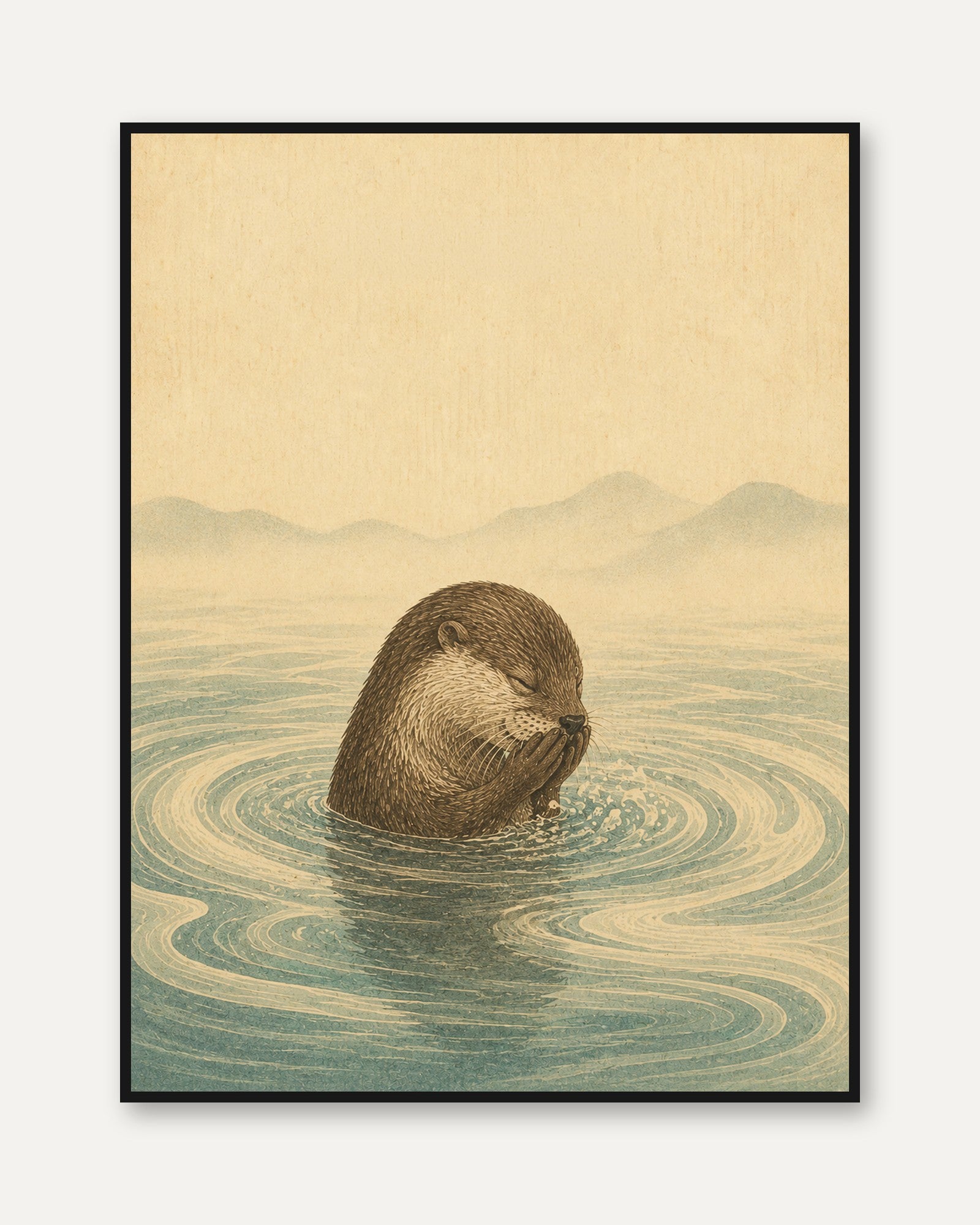 Otter Wall Art – Vintage Animal Print - framed