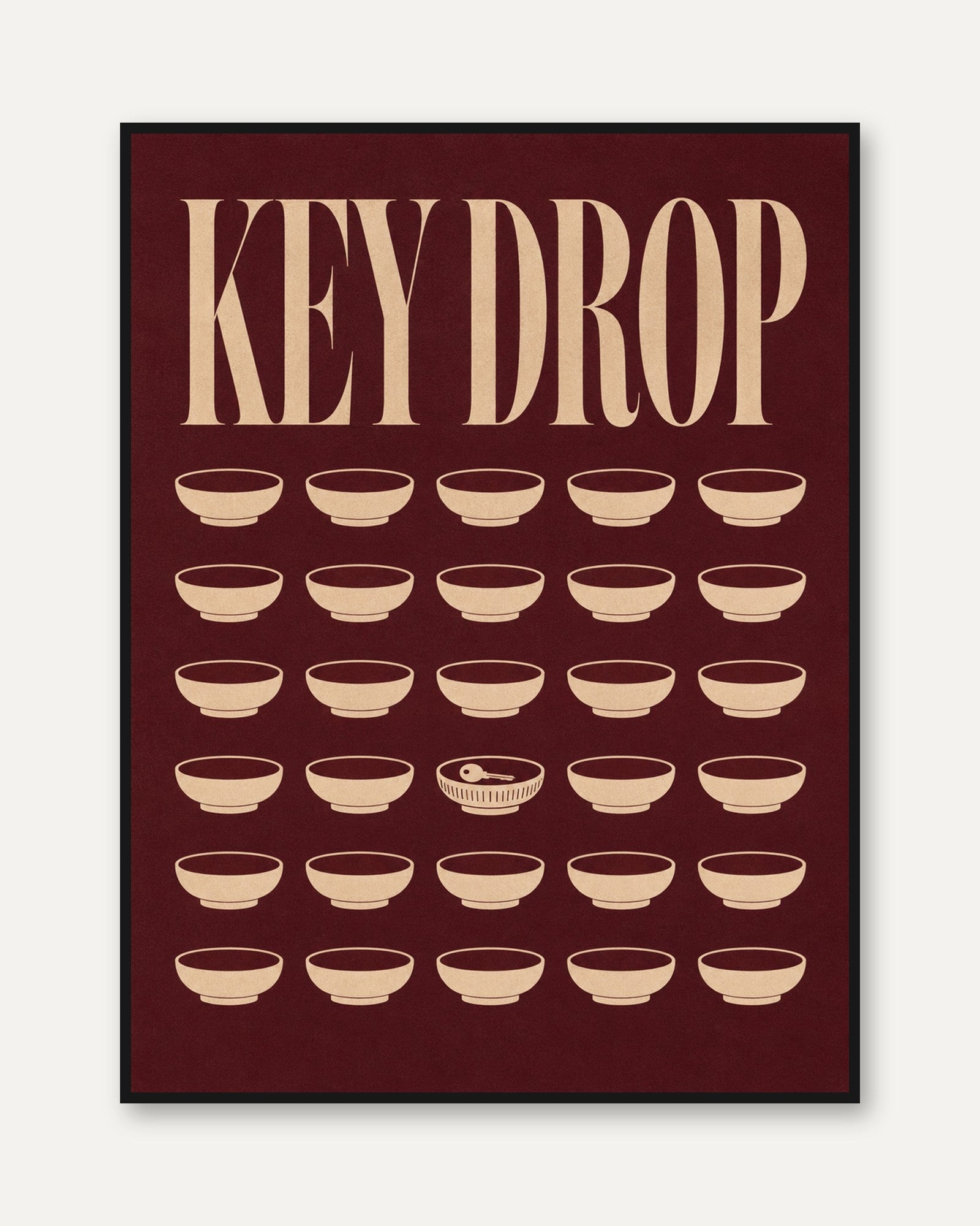 Key Drop Wall Art: Mid-Century Retro Organizer Print - framed