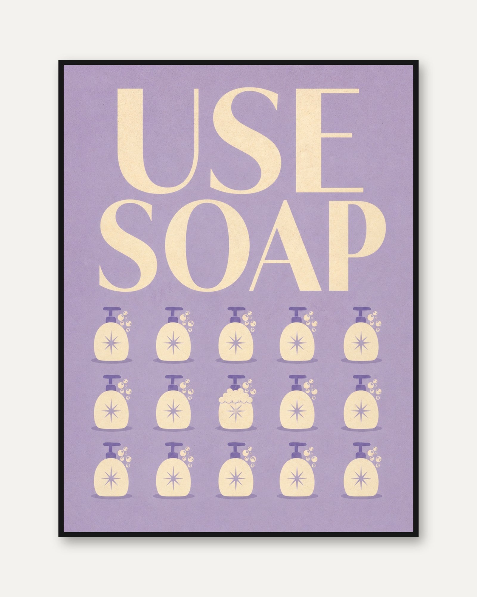 Bathroom Wall Art: Retro Use Soap Sign - framed