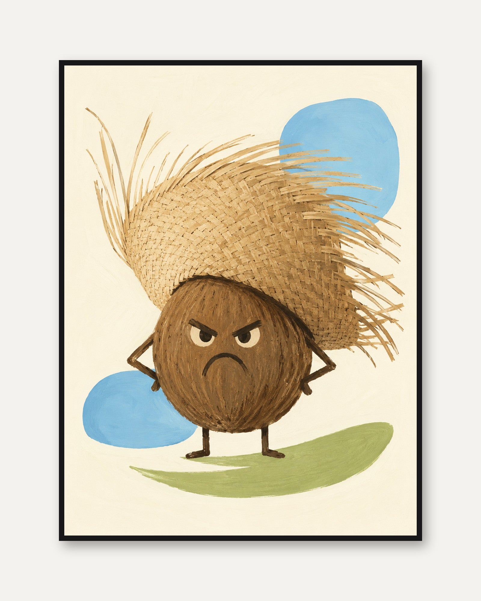 Kids Room Wall Art – Funny Coconut Print - framed