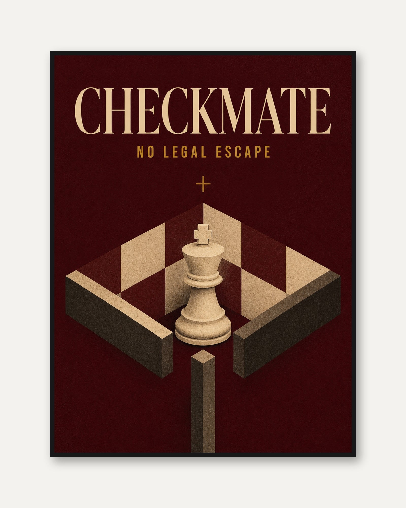 Chess Checkmate Art Print: Vintage Isometric Strategy Poster - framed