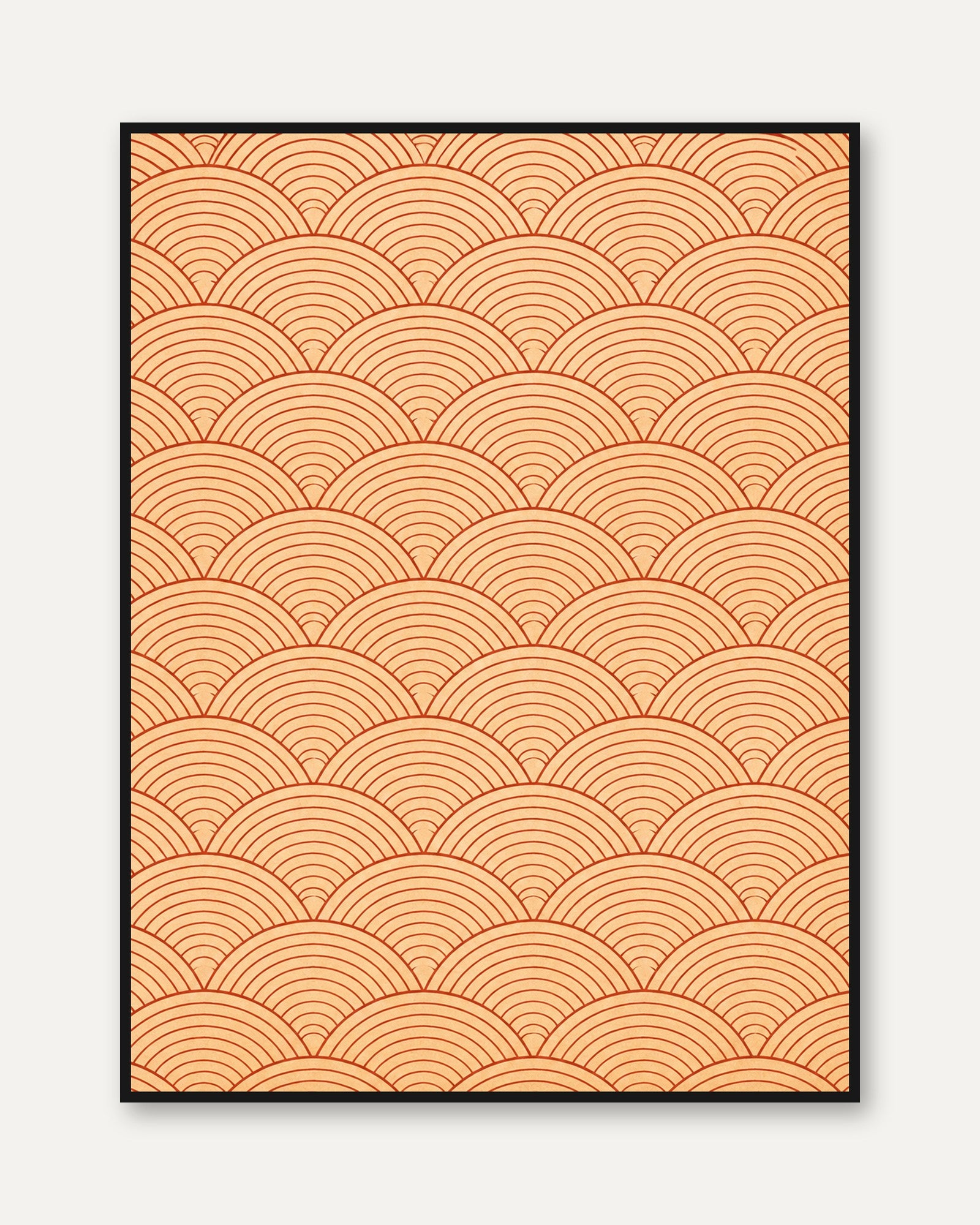 Seigaiha Wall Art Print: Japanese Wave Pattern - framed