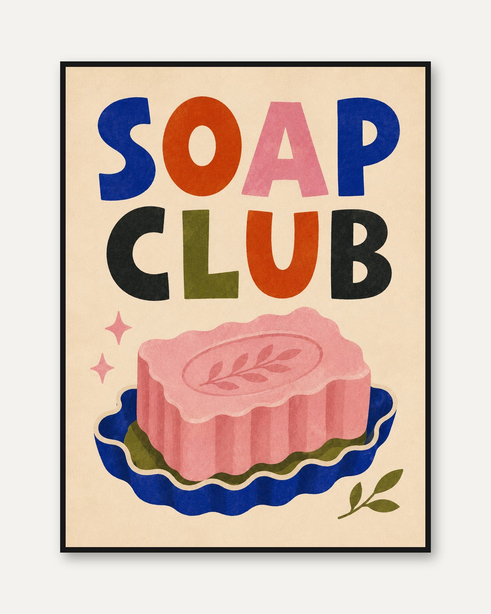Soap Club Wall Art – Retro Bathroom Print - framed