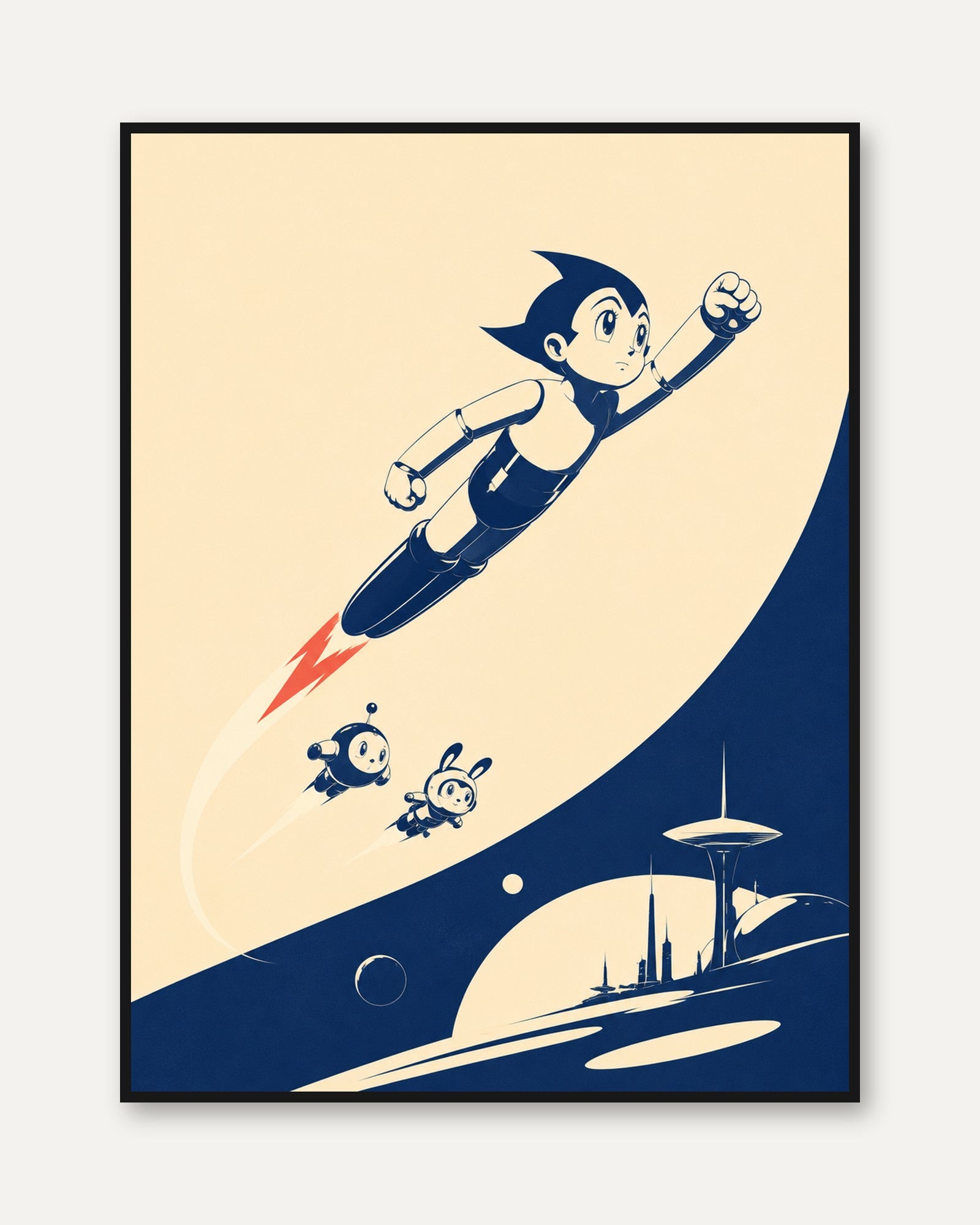 Retro Robot Poster – Vintage Sci Fi Wall Art - framed