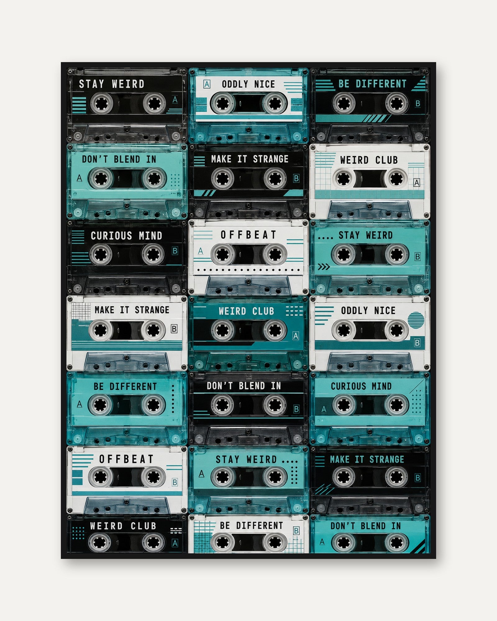 Retro Cassette Tape Print - framed